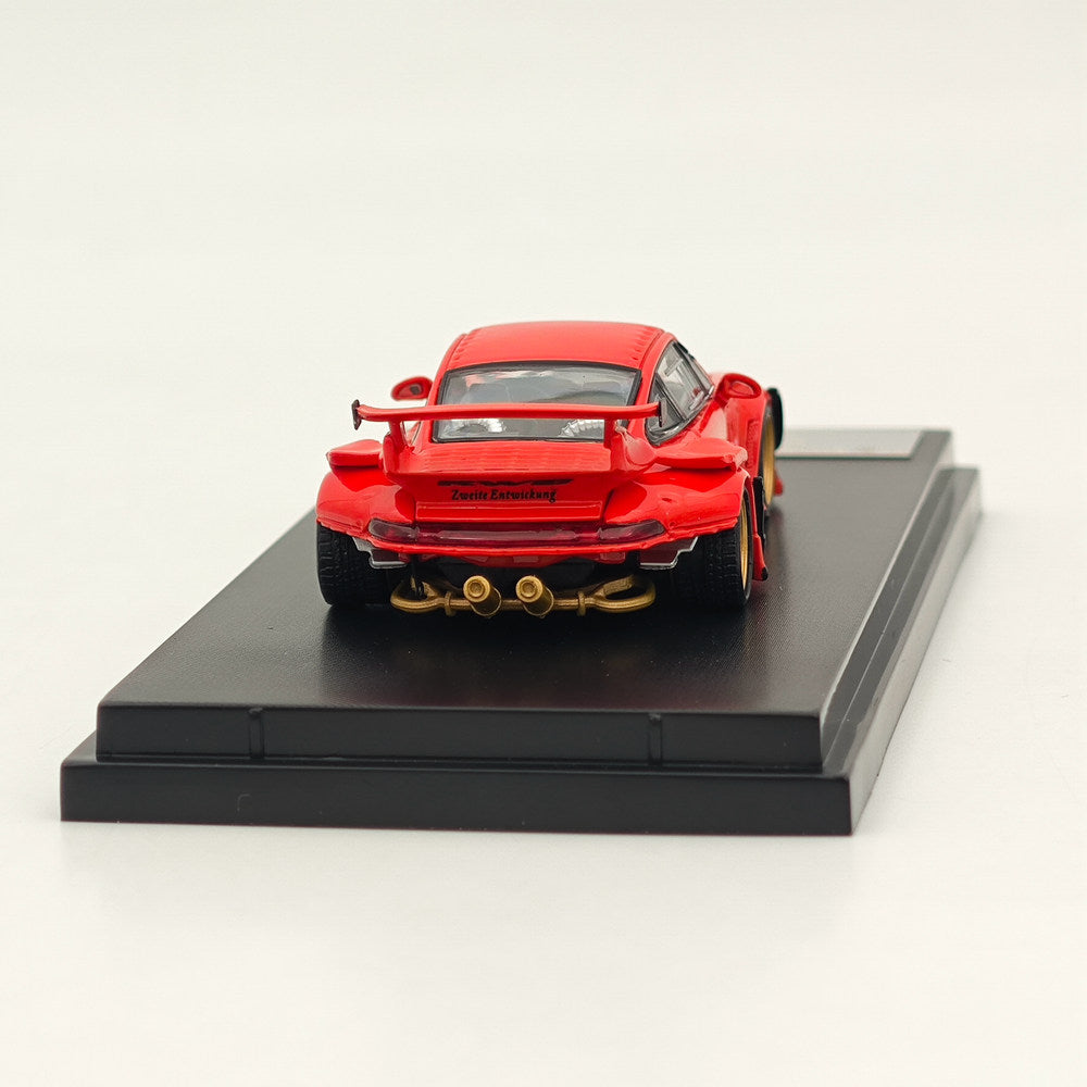 1/64 Scale RWB Porsche 993 GT RAUH Welt Diecast Model Car - Red Short Wing Limited Edition Collectible for Display & Racing Enthusiasts