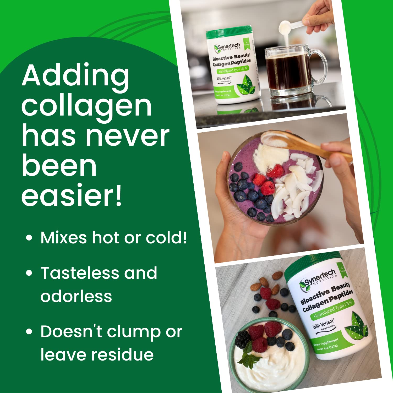 Premium Hydrolyzed Collagen Peptides Powder (90 Servings) - Type I & III with VERISOL® & 18 Amino Acids | Grass-Fed, Non-GMO, Gluten-Free, Keto & Paleo Friendly | Supports Skin, Hair, Nails & Joint Health | Ideal for Smoothies, Coffee & Baking Recipes