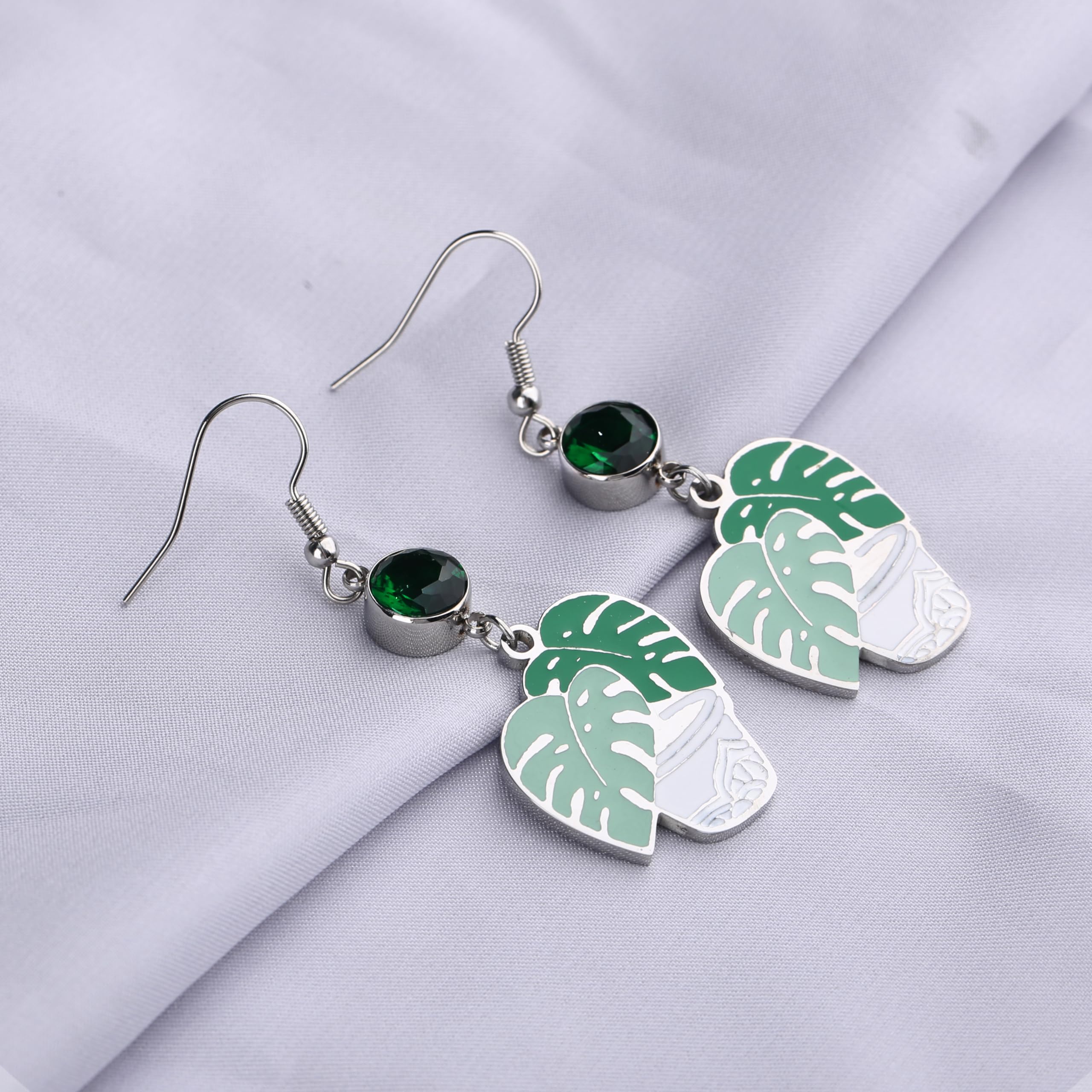 Green Potted Plant Dangle Earrings for Women | Unique Floral Garden Jewelry | Perfect for Gardening Enthusiasts & Nature Lovers | Great Gift for Plant-Themed Occasions