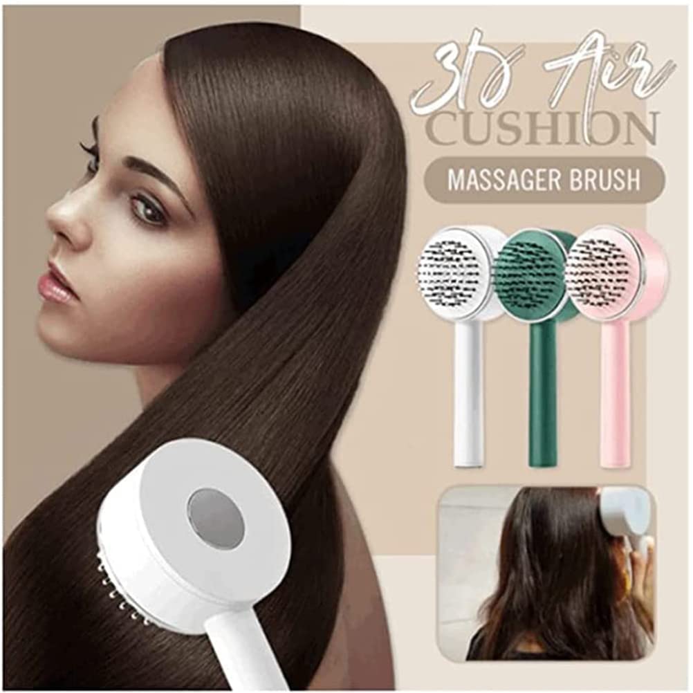 3D Air Cushion Massager Brush - Self Cleaning Detangling Hair Brush with Scalp Massage for Men & Women - Perfect for Home, Salon & Travel Hair Care