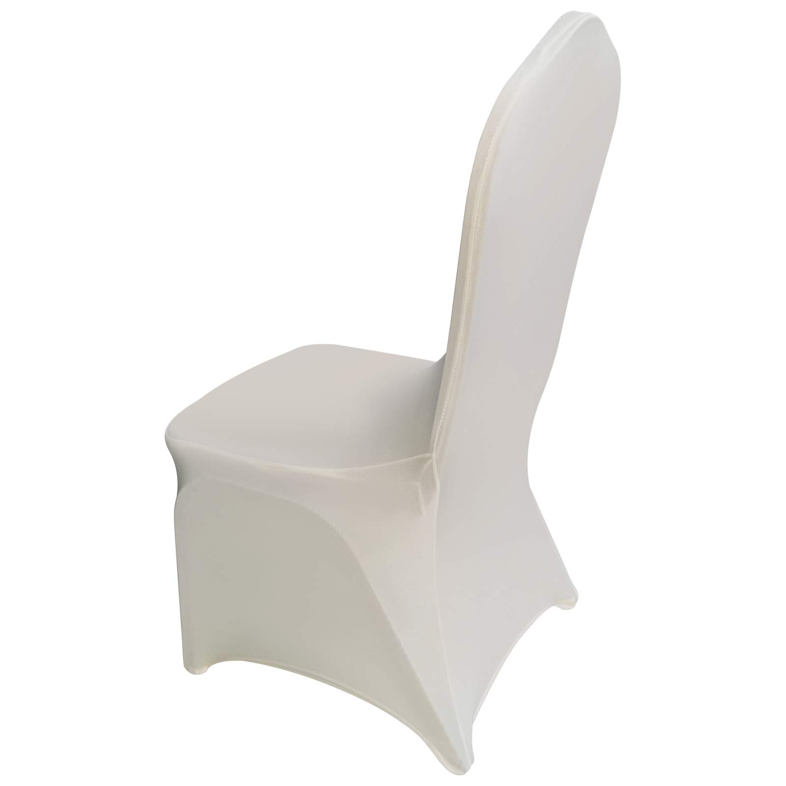 Happybuy 100 Pack Ivory Stretch Chair Covers - Polyester Spandex Slipcovers for Banquet, Dining, Party & Wedding Decor - Folding Flat Front Chair Covers (Perfect for Events, Restaurants & Home Decor)