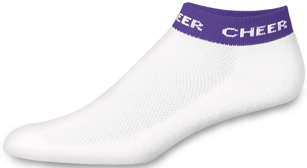 Cheerleader Ankle Socks for Girls - Purple Low-Cut Athletic Socks with Stripe Design - Perfect for Cheerleading, Dance, and School Sports