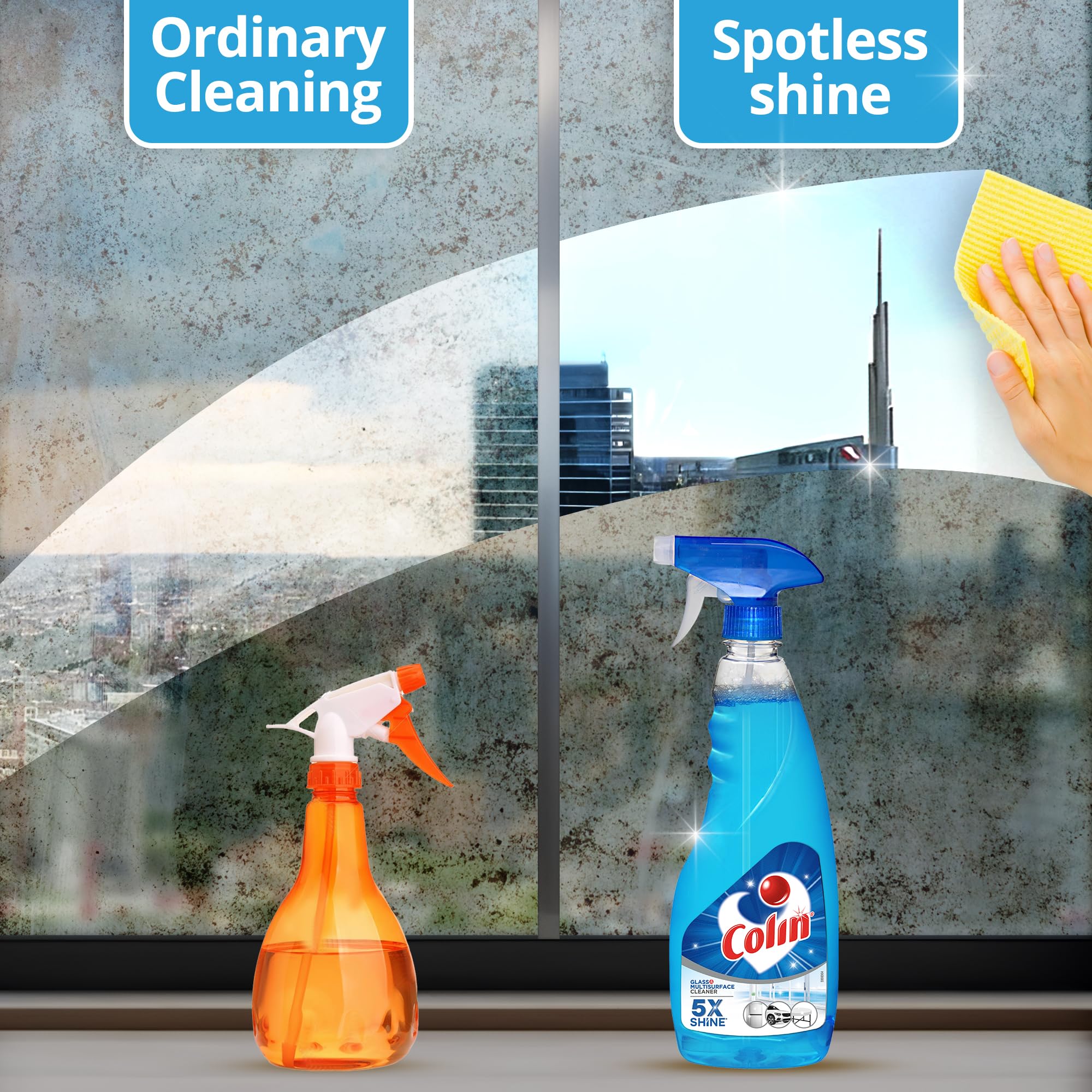 Colin 500ml Glass & Surface Cleaner Spray | India's #1 Glass Cleaning Solution | Multi-Purpose Cleaner for Cars, Kitchens & Home Surfaces | Streak-Free Shine for Windows, Mirrors & Countertops | Perfect for Daily Cleaning & Maintenance