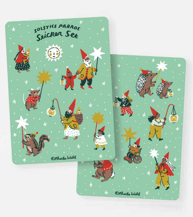 Phoebe Wahl Solstice Parade Sticker Set - Waterproof Vinyl Decals for Laptops, Journals & DIY Crafts - Perfect for Scrapbooking, Planner Decor & Gift Wrapping