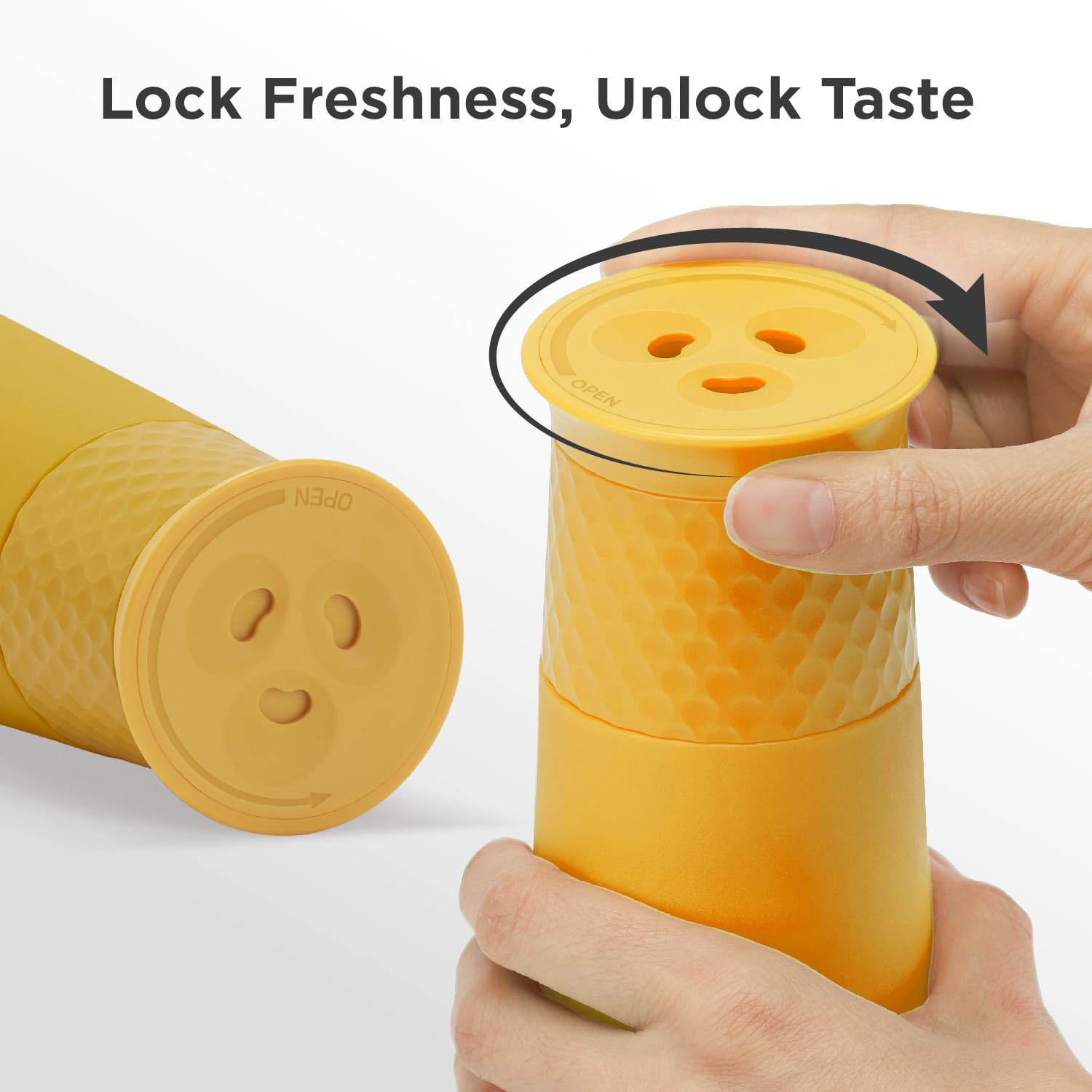 Rechargeable Electric Gravity Salt and Pepper Grinder - Adjustable Coarseness, One-Hand Operated, Refillable & Lightweight Spice Shaker Dispenser (Yellow) | Perfect for Kitchen, Dining Table, Camping & Outdoor Cooking