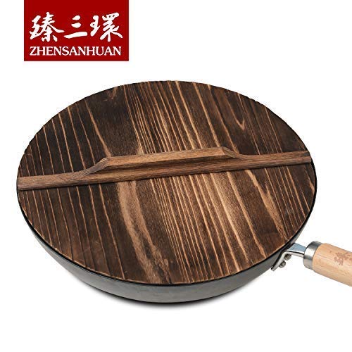 Natural Wooden Wok Lid - 15 Inch Handcrafted Pot Cover - Lightweight Kitchen Accessory for Stir Fry, Steaming & Healthy Cooking - ZhenSanHuan Premium Wooden Cookware