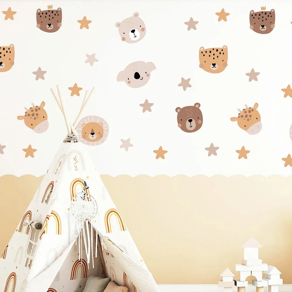 Adorable Cartoon Animal Wall Decals - Removable Nursery Decor for Baby & Kids Room - Perfect for Bedroom, Playroom and Daycare Decorations