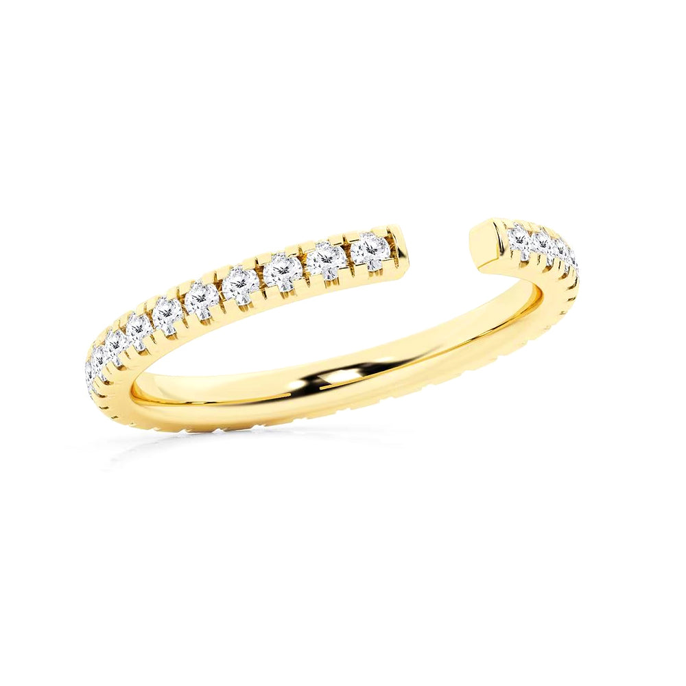 Lab Grown Diamond French Pavé Open Wedding Ring - 14K White Gold Dainty Stackable Band for Women, Perfect for Bridal Sets, Anniversary Gifts & Everyday Elegance