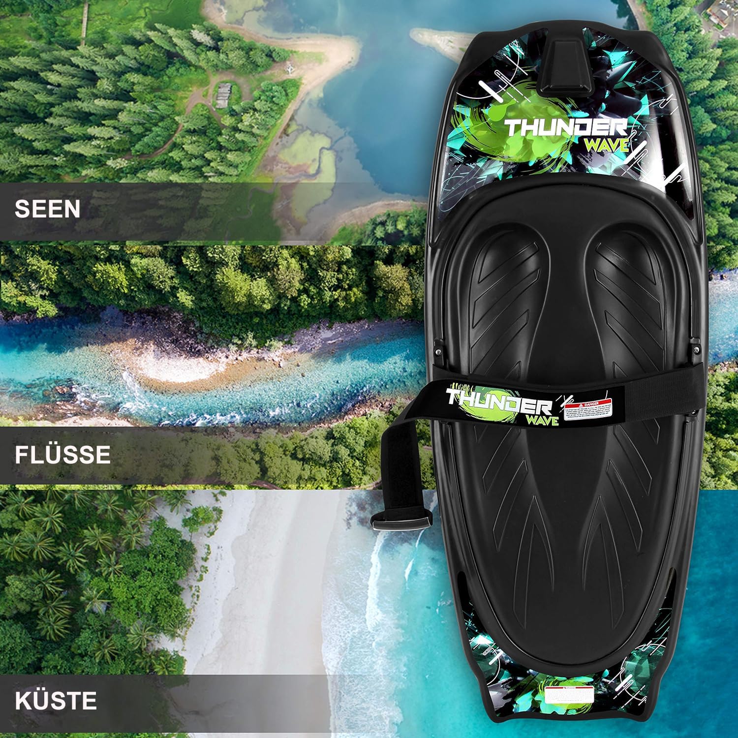 SereneLife Water Sports Kneeboard with Hook & Adjustable Strap for Kids & Adults - Perfect for Boating, Waterboarding, Kneeling Boogie Boarding, Knee Surfing & Lake Fun
