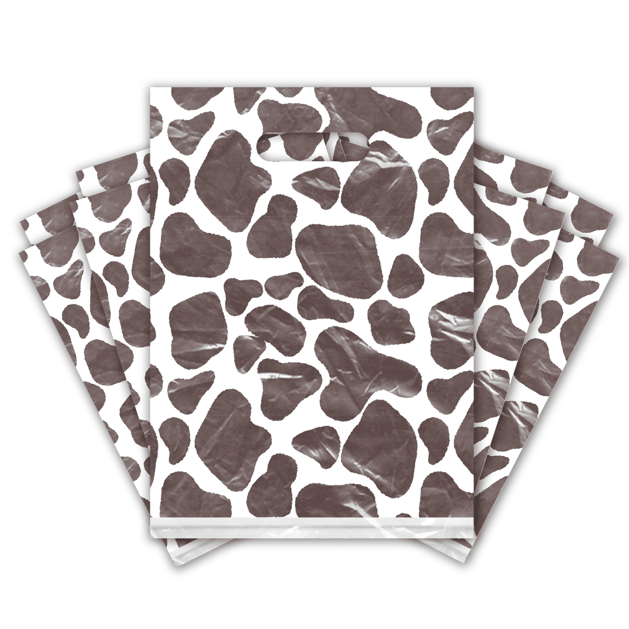 9x12 Inch Cow Print Designer Poly Plastic Merchandise Bags - Premium Printed Shopping Bags for Boutique, Retail Stores & Gift Packaging (50 Pack)
