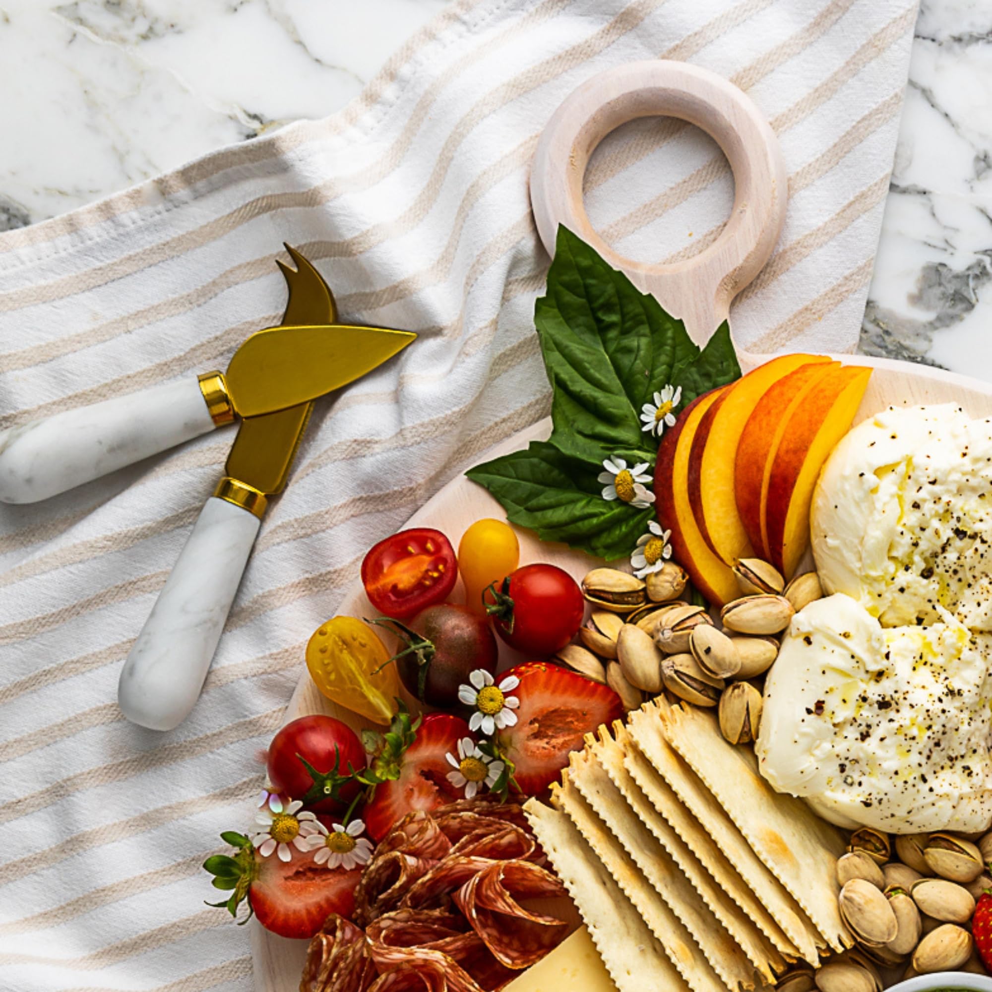 Premium 6-Piece Stainless Steel Marble Cheese Knife Set - Charcuterie Board Accessories for Gourmet Cheese Platters & Entertaining | Perfect for Wine Tasting, Dinner Parties, Housewarming & Wedding Gifts | Use for Hosting, Cheese Pairing Events & Kitchen Essentials