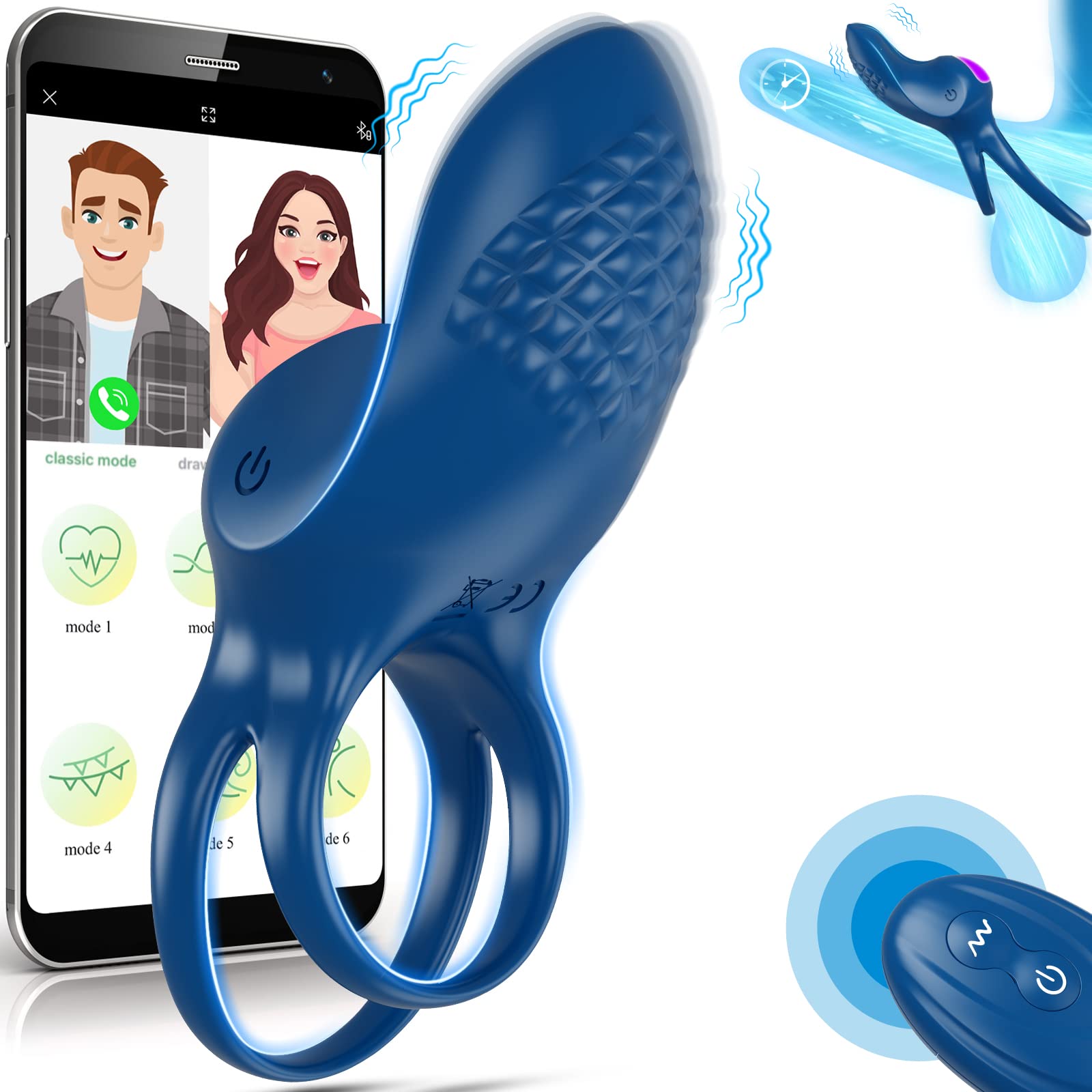 Premium Silicone Vibrating Cock Ring for Couples - 9 Powerful Vibration Modes, APP & Remote Control for Enhanced Penis and Clitoris Stimulation - Perfect for Romantic Evenings and Spicing Up Your Intimate Life