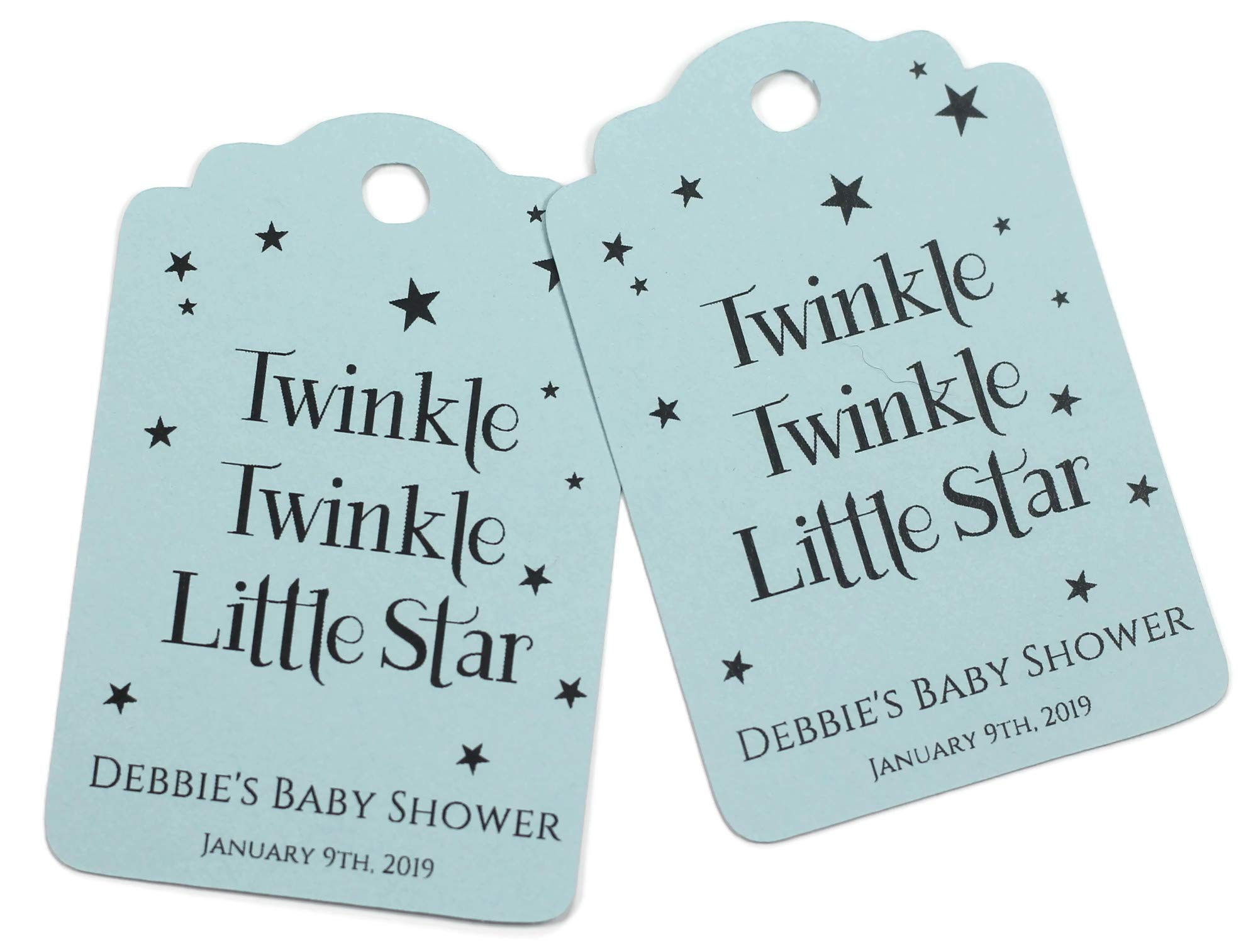 Personalized Twinkle Twinkle Little Star Baby Shower Gift Tags - Set of 12 Blue Nursery Decor - Perfect for Baby Showers, Birthday Parties & Newborn Celebrations