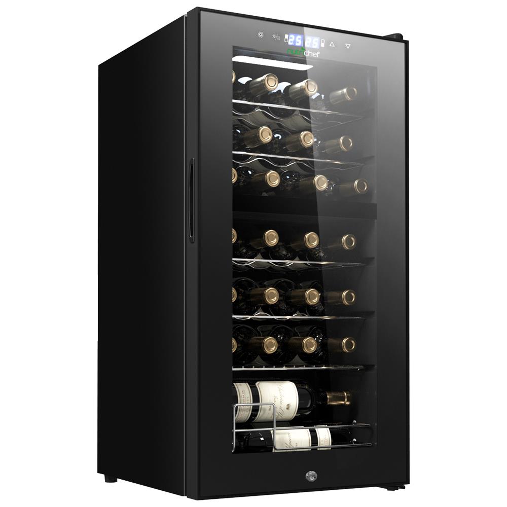 28 Bottles Dual Zone Wine Cooler Refrigerator - Freestanding or Built-In Wine Cellar for Home, Kitchen, or Office Use
