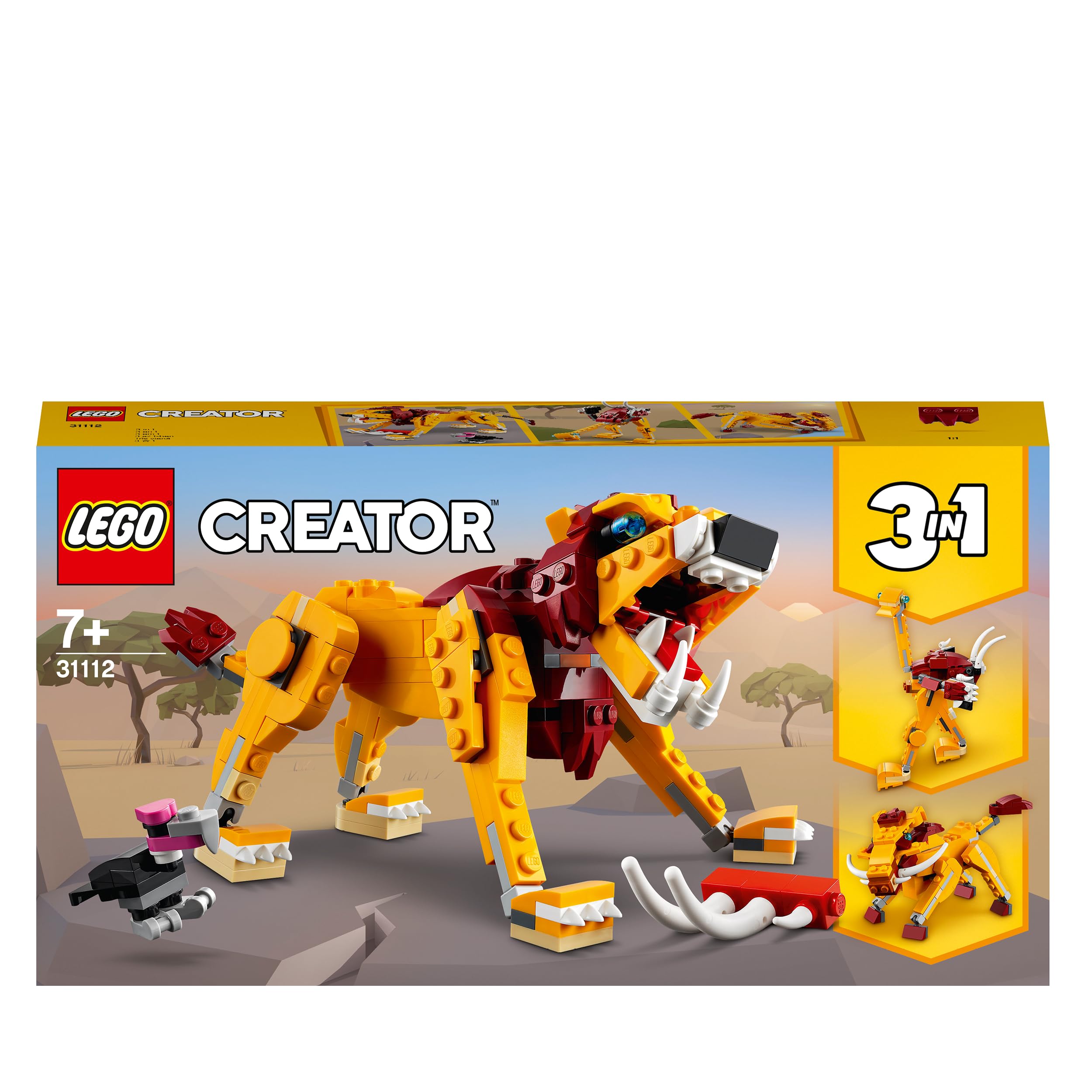 LEGO Creator 3-in-1 Wild Lion Building Set 31112 - Creative Toy for Kids & Adults - Perfect for Birthday Gifts & Home Decor