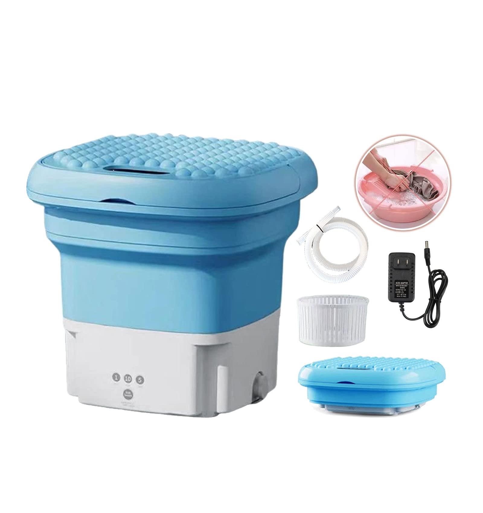 Krneaoch 6L 36W Mini Portable Washing Machine - Compact & Lightweight Foldable Washer for Camping, RV, Travel, Apartments & Small Spaces - Perfect for Laundry on the Go, Dorms & Tiny Homes