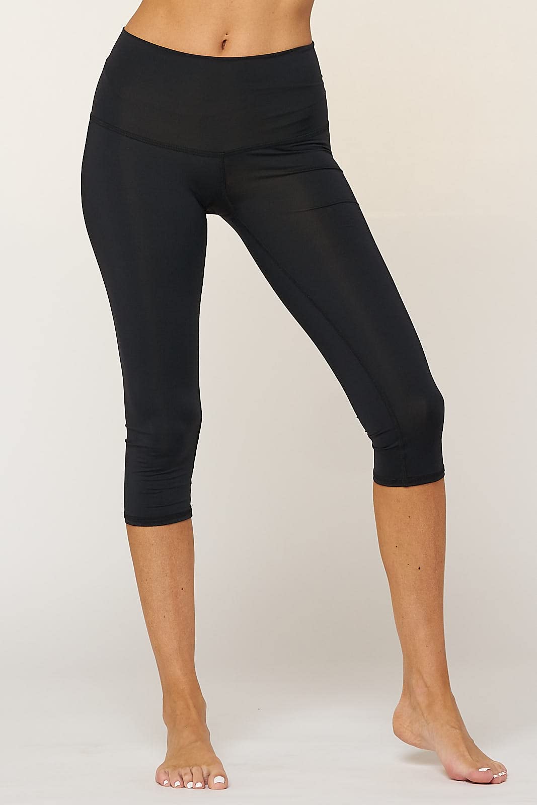 Teeki Solid Black Capri Pants for Women - High Waisted Yoga Pants with Pockets - Perfect for Yoga, Pilates, Running & Lounge Wear