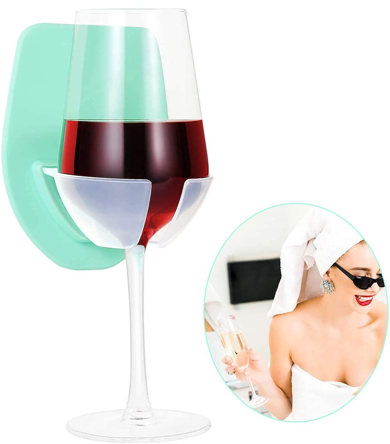 Premium Silicone Wine Glass Holder for Shower & Bathtub - Green - Durable Bath Accessory for Wine & Beer - Perfect for Relaxing Baths, Spa Days & Home Decor