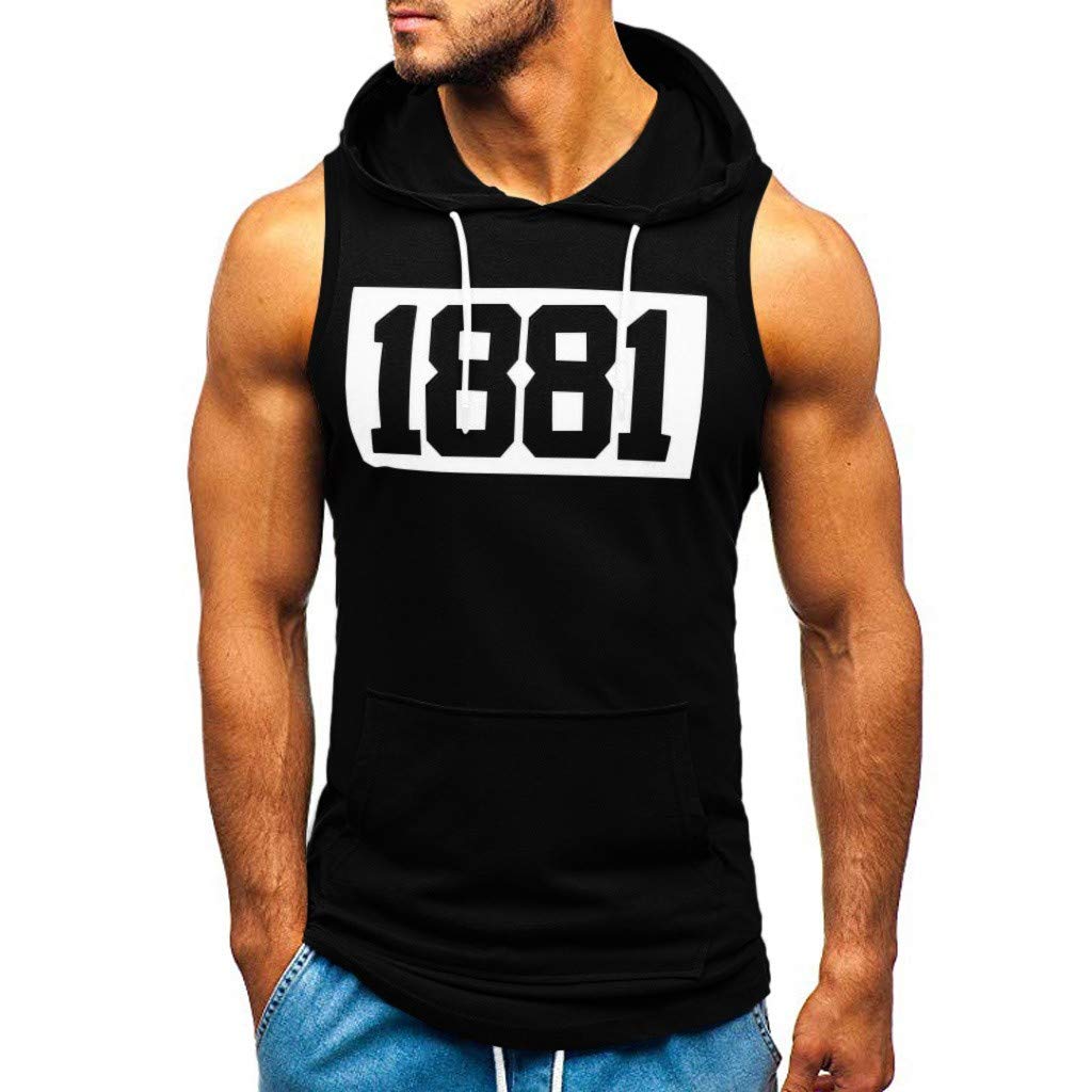DEATU Men's Workout Tank Top with Hood - Breathable Muscle Shirt for Gym, Running & Training - Sleeveless Hoodie for Active Lifestyle & Outdoor Sports