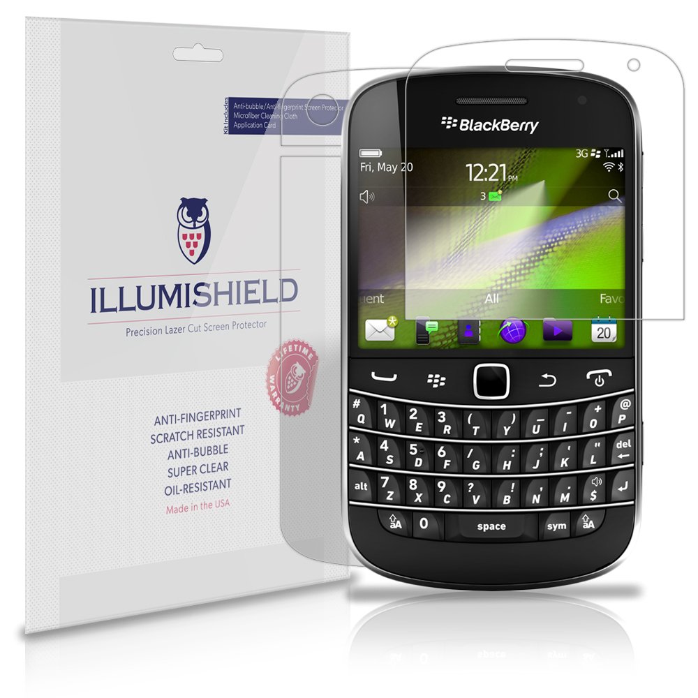 iLLumiShield HD Clear Screen Protector for BlackBerry Bold 9900 - 3 Pack Anti-Bubble & Anti-Fingerprint PET Film - Front & Back Protection for Work & Travel