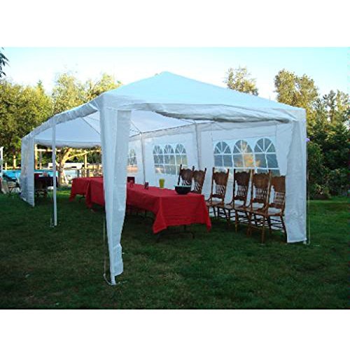 10x30 Foot White Party Tent Gazebo Canopy with Sidewalls - Palm Springs Style Outdoor Wedding, Birthday & Event Shelter for Backyard, Beach & Garden Parties