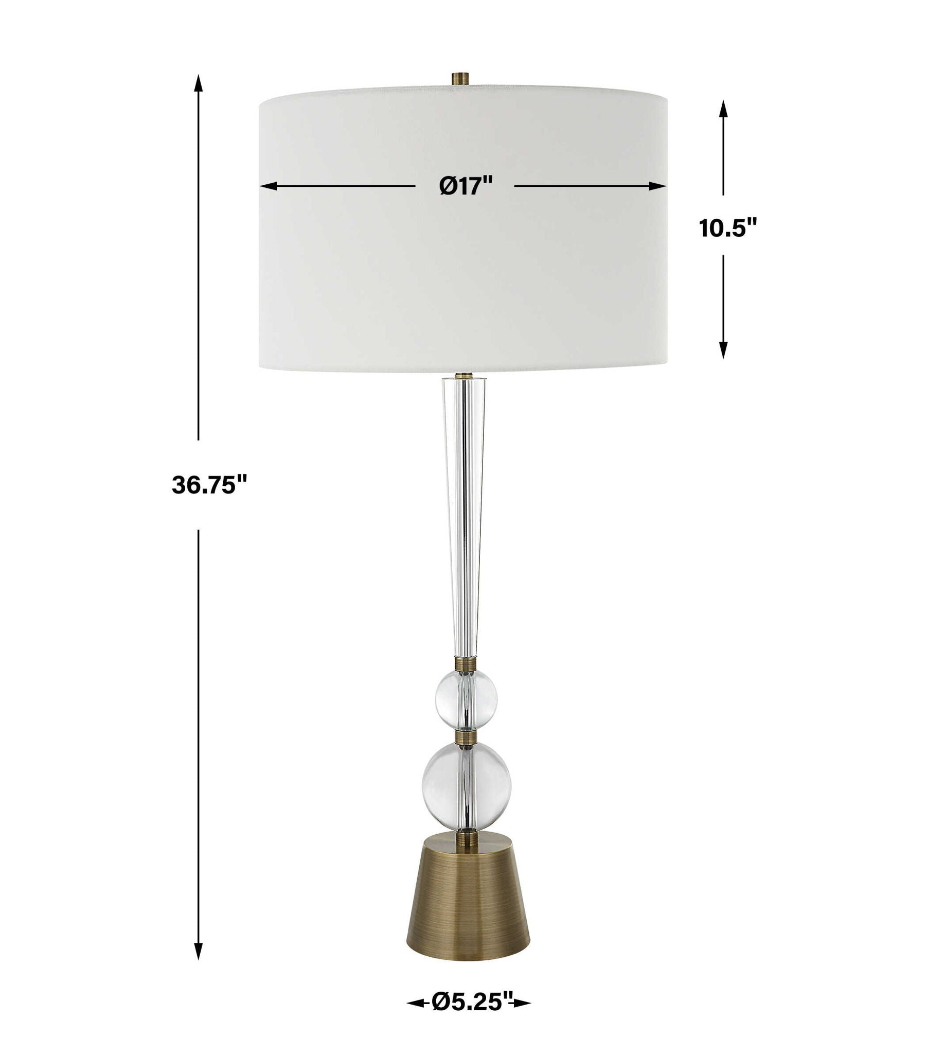 Annily Crystal Table Lamp with Brass Base - Elegant Bedside & Living Room Decor for Home & Office Lighting