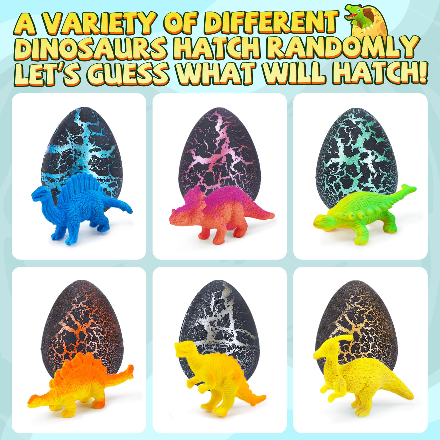 Dinosaur Easter Eggs - 24 Pcs Hatching Dino Eggs with Surprise Toys Inside, Fun Easter Basket Stuffers for Kids, Boys & Girls | Perfect for Easter Egg Hunts, Party Favors, and Dinosaur-Themed Birthday Gifts