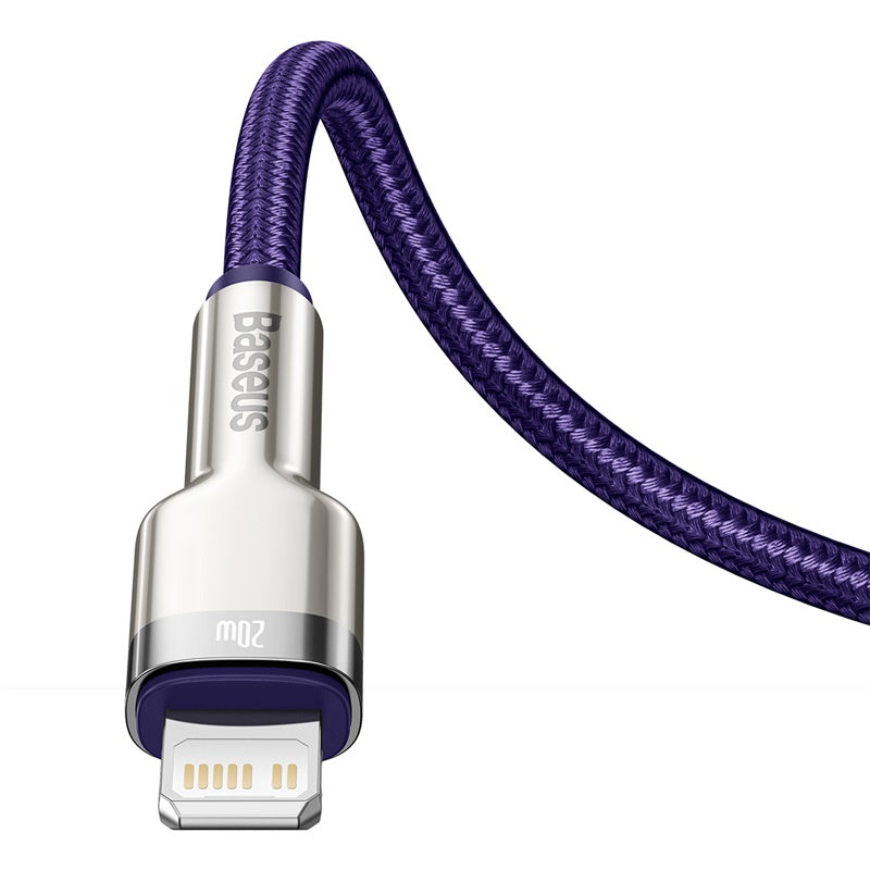 Baseus Premium Cafule Series 20W Fast Charging Cable - 1M USB-C to Lightning Metal Cable (Purple) - Perfect for iPhone, iPad & Quick Charging at Home, Office or Travel