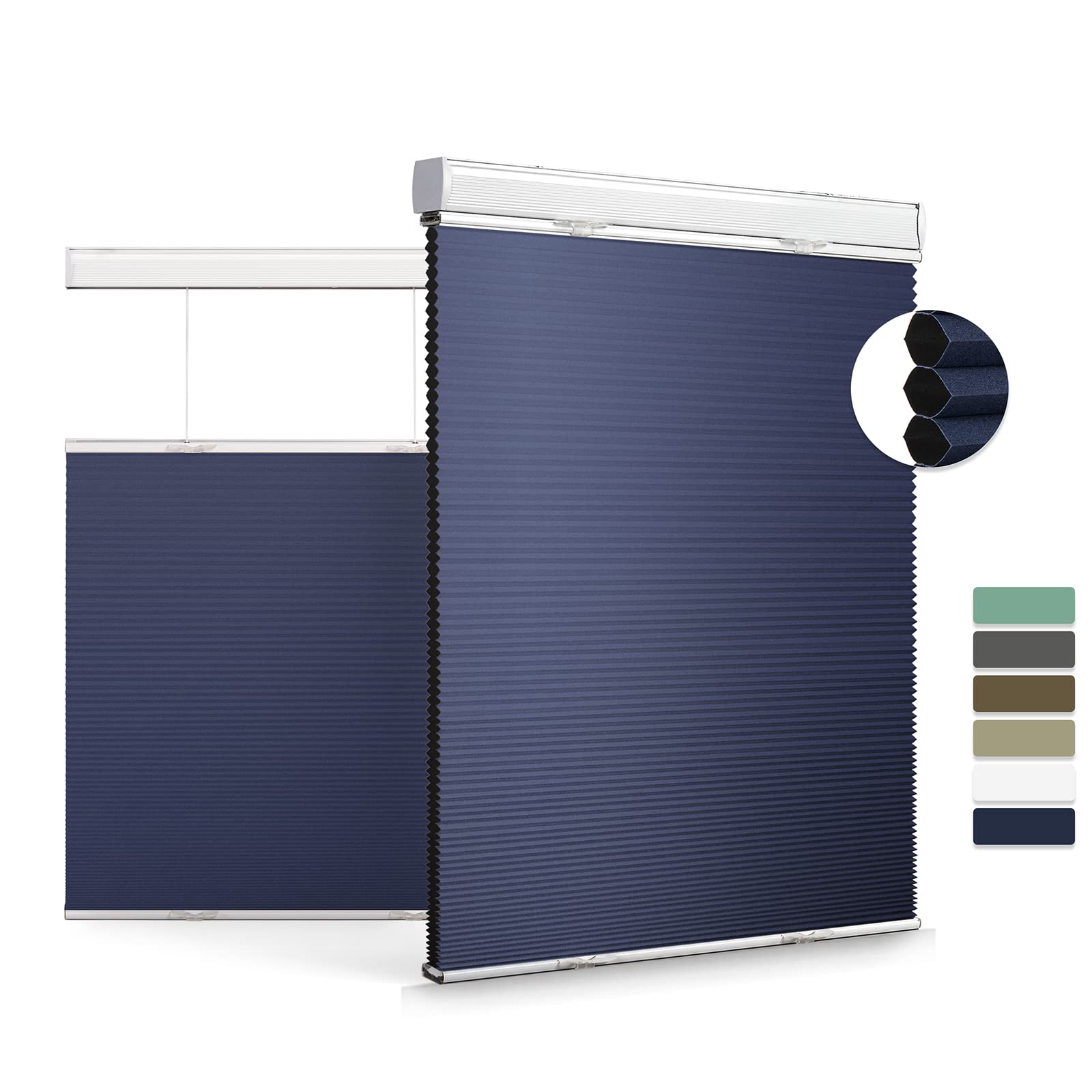 Boolegon Cordless Top Down Bottom Up Cellular Shades - Blackout Honeycomb Window Blinds, Custom Size 40