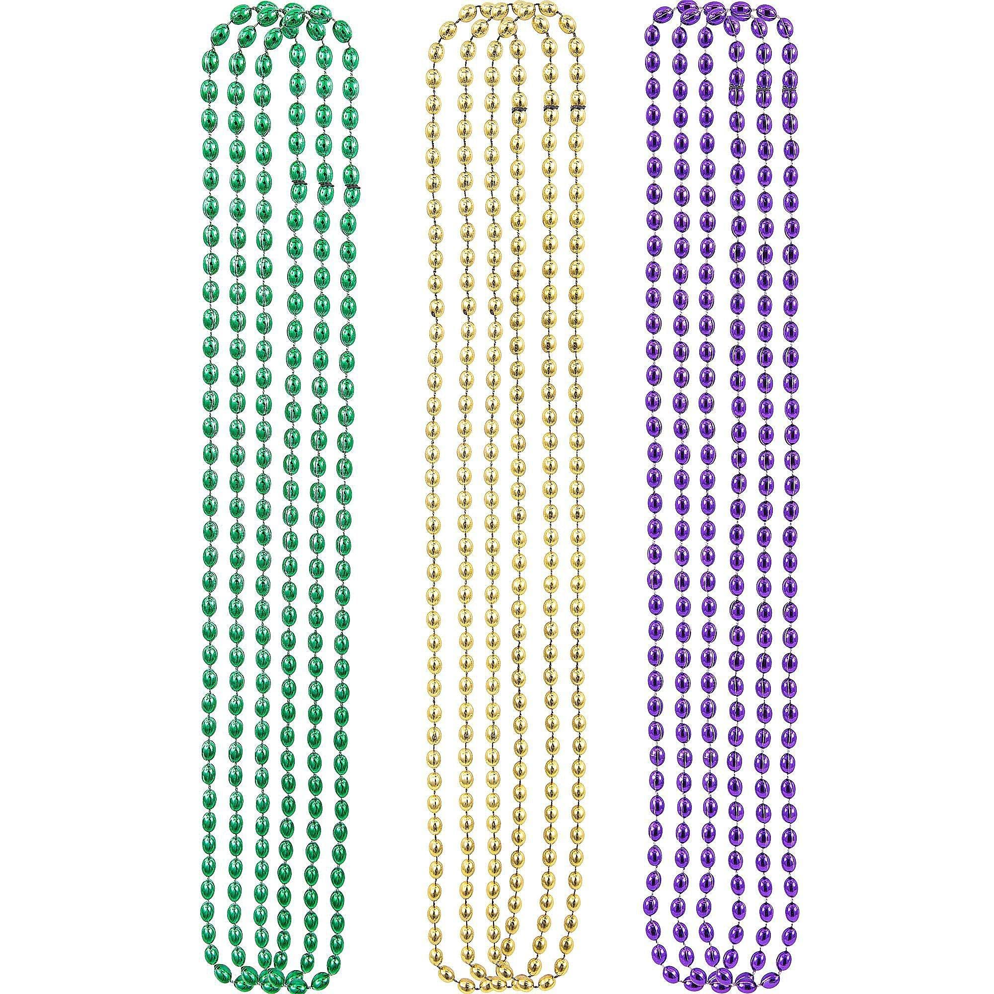 Party City Mardi Gras Bead Necklace Decorations Kit - 200pc Bulk Party Supplies for Carnival, Parades & Festive Celebrations