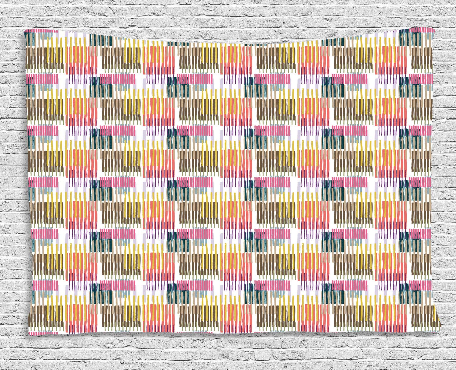 Ambesonne Abstract Tapestry Wall Art - Modern Colorful Stripes Pattern, 60