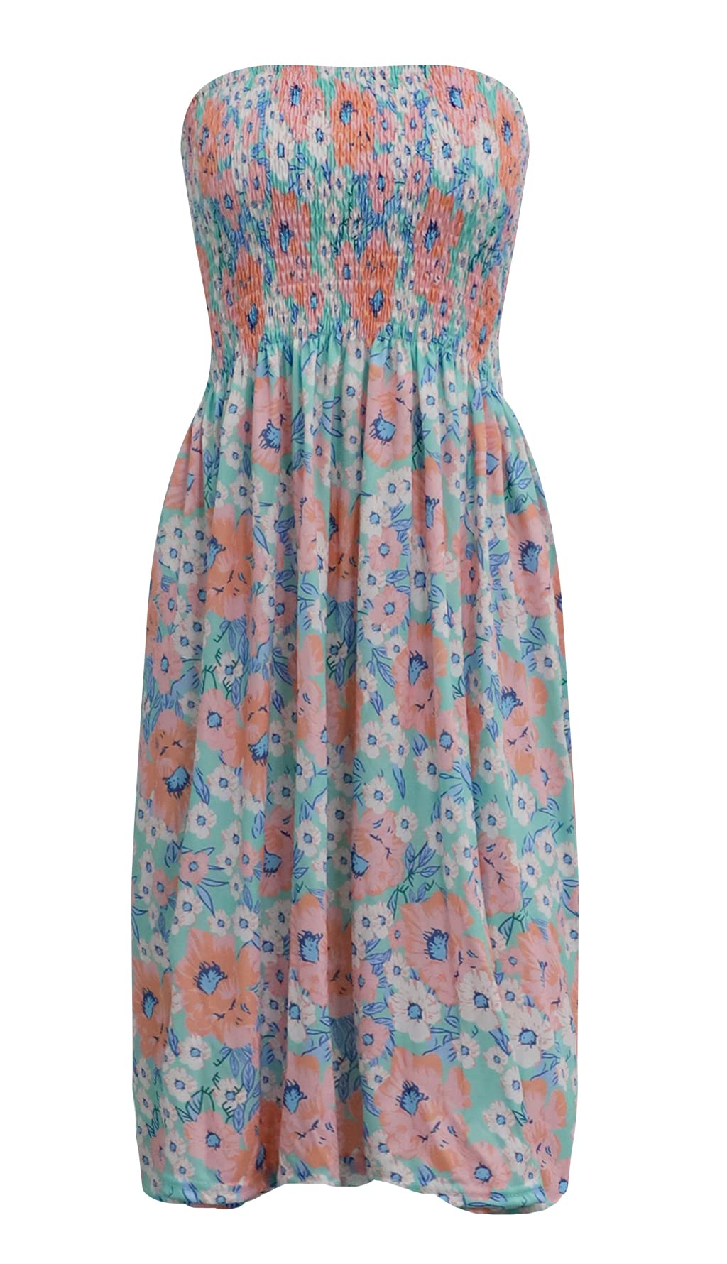 Boho Floral Tube Top Dress for Women - Strapless Summer Beach Casual Sundress in Red | Perfect for Vacations, Pool Parties & Outdoor Events