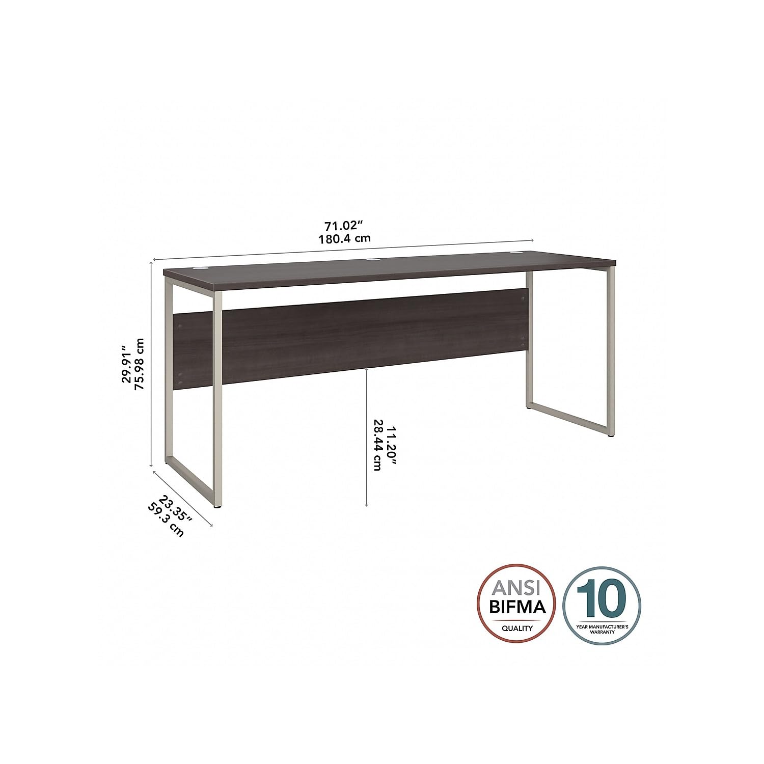 Bush Business Furniture Office Table - Open Metal Leg Design with Privacy Panel | Large Hybrid Computer Desk for Home Office (72