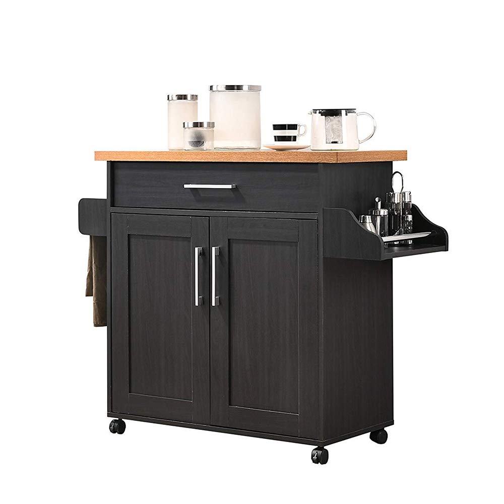 Stainless Steel Kitchen Island Cart with Wheels & Spice Rack - Multi-Storage Utility Cart for Home & Hotel Kitchens