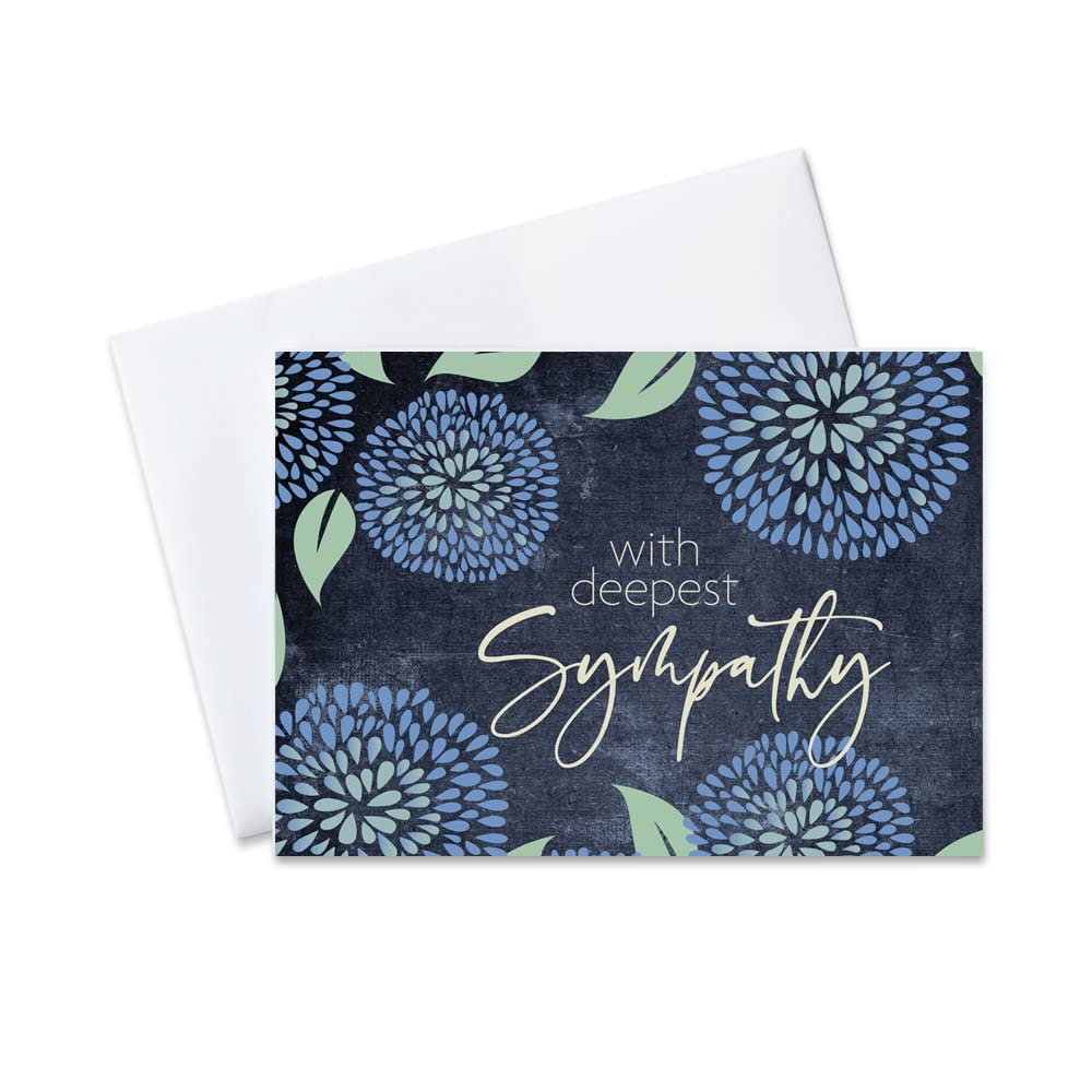 Sympathy Greeting Cards with Floral Designs - 5x7 Inch Blank Inside Condolence Cards (25 Cards & 26 White Envelopes) - Perfect for Funeral, Memorial Service & Expressing Condolences (S2001)