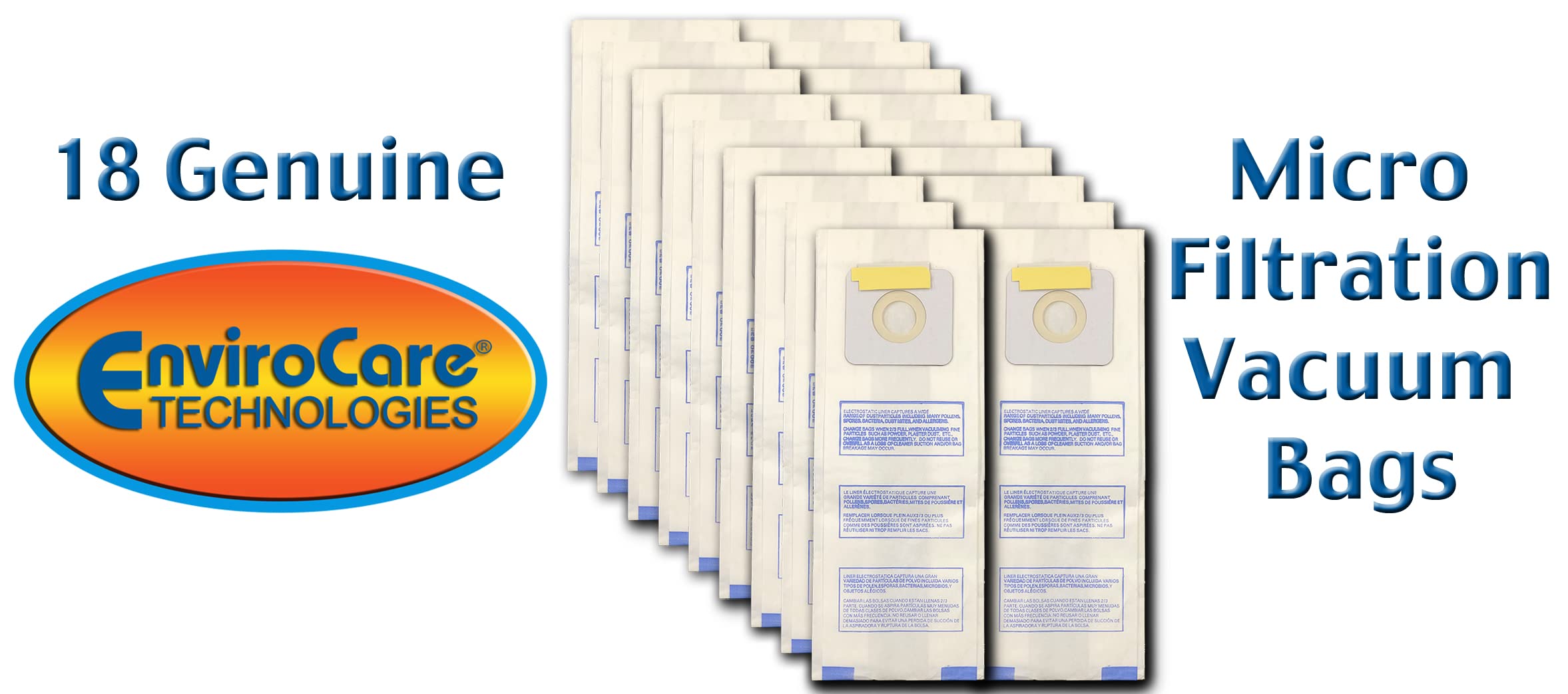 EnviroCare Replacement Micro Filtration Vacuum Cleaner Dust Bags - Compatible with Panasonic U, U-3, U-6-18 Models | High-Efficiency HEPA Filter for Allergies & Pet Hair | Ideal for Home Cleaning & Allergy Relief