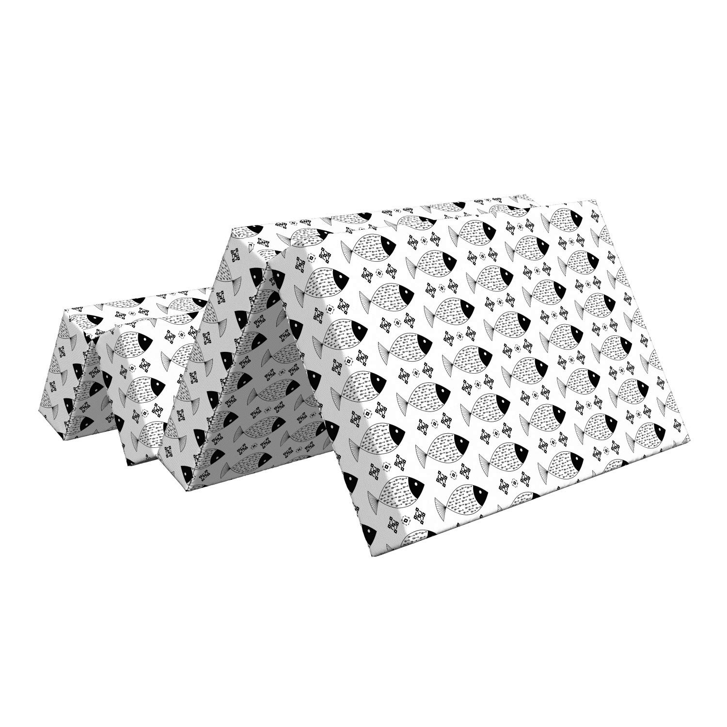 Ambesonne Black and White Foldable Mattress - Ocean Sea Life Design, 74.8