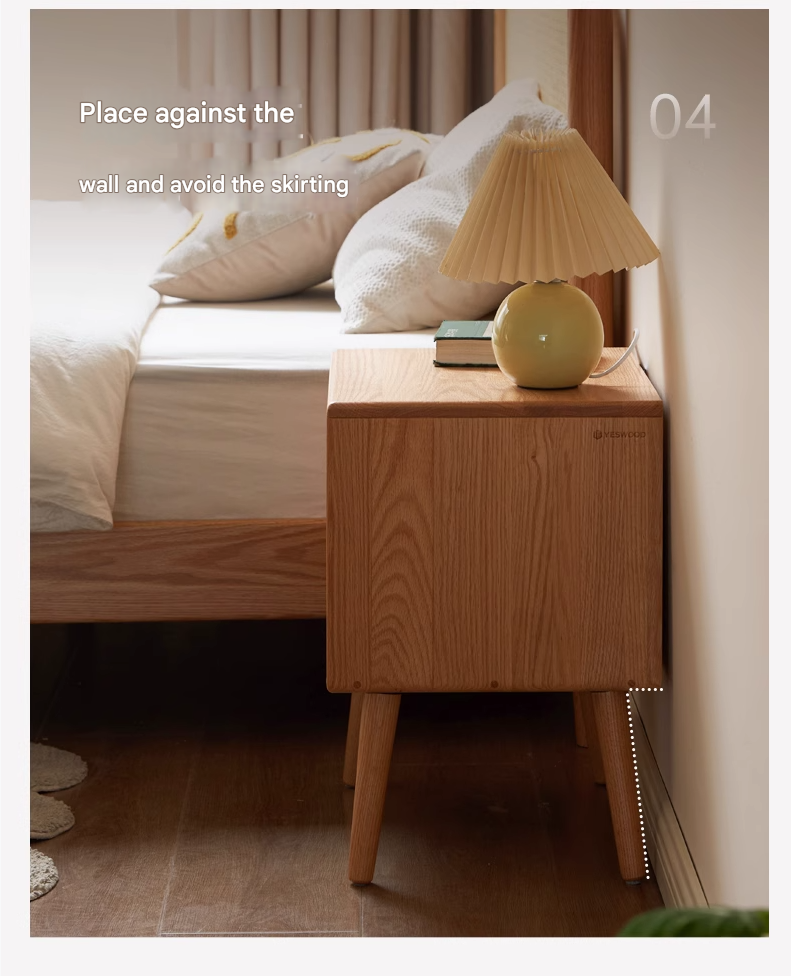 Solid Oak Wood Nightstand - Sturdy Bedside Table for Bedroom, Living Room, or Office - Perfect for Storage and Decor