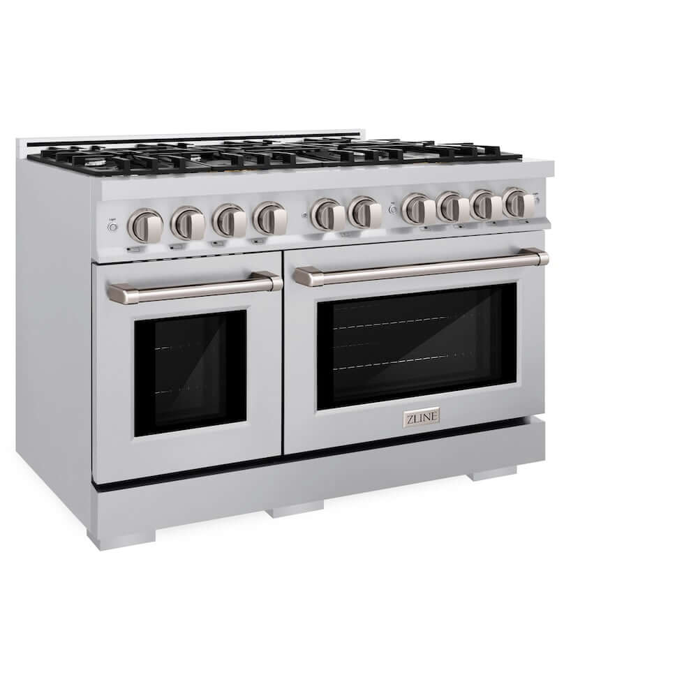 ZLINE 48-Inch 6.7 cu. ft. Select Double Oven Dual Fuel Range with 8-Burner Gas Cooktop in Stainless Steel (HDR48) - Perfect for Large Kitchens, Professional Chefs & Home Cooking Enthusiasts