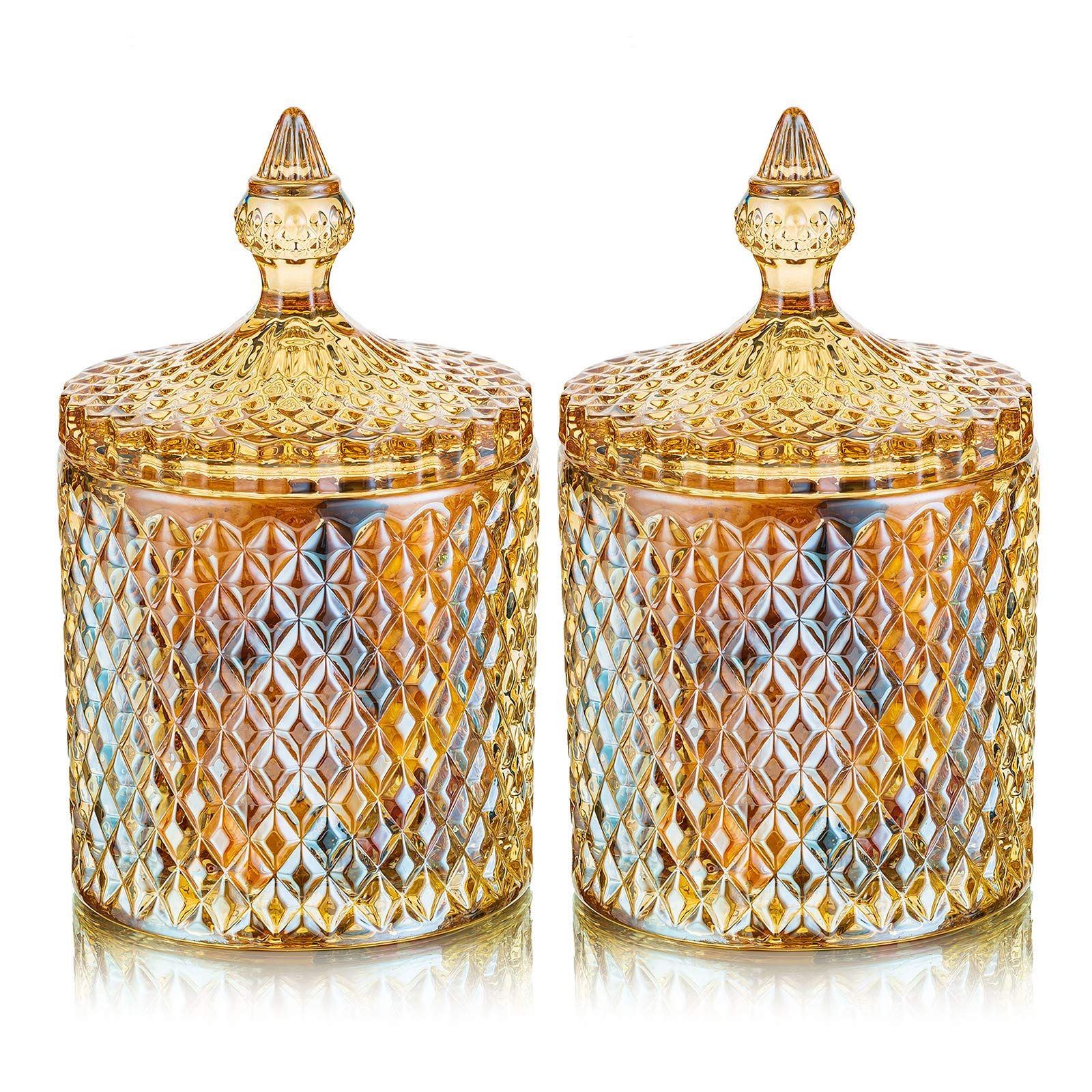 Glass Candy Jars with Lids - Amber Cookie Jars for Candy Buffet, Wedding & Party Decor - Large Airtight Containers for Candy Storage, Flour, Spices & Kitchen Pantry Organization - Perfect for Home, Office & Event Displays