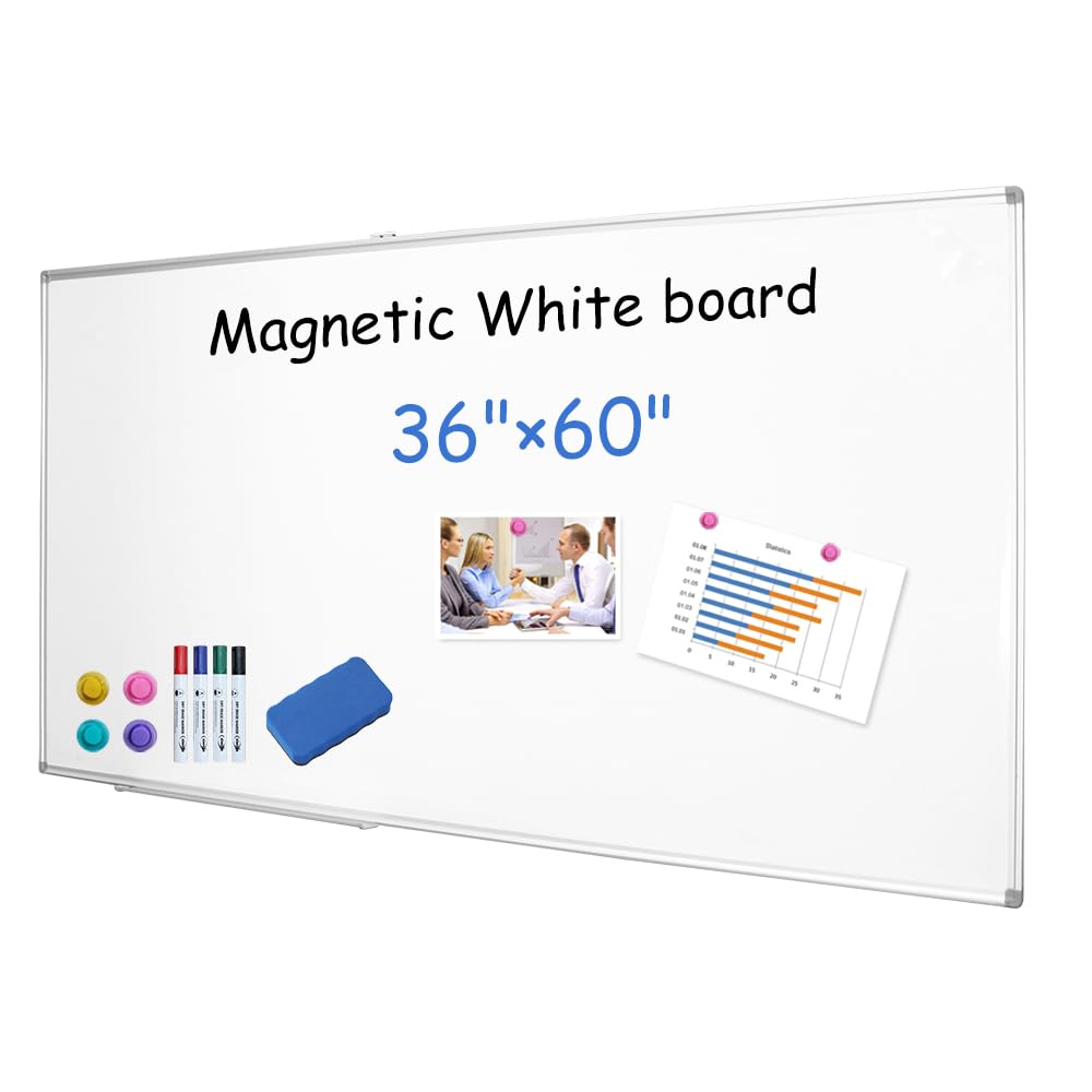 XIWODE 36 x 60 Inches Large Magnetic Dry Erase Whiteboard with Silver Aluminum Frame - Durable Wall Mounted Whiteboard for Home, School & Office - Perfect for Presentations, Classroom Teaching & Home Organization