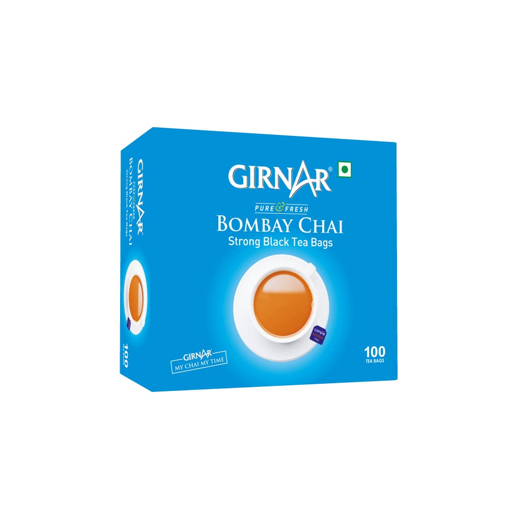 Premium Girnar Bombay Chai Tea Bags (100 Count) - Authentic Indian Masala Chai for Home, Office & Relaxation