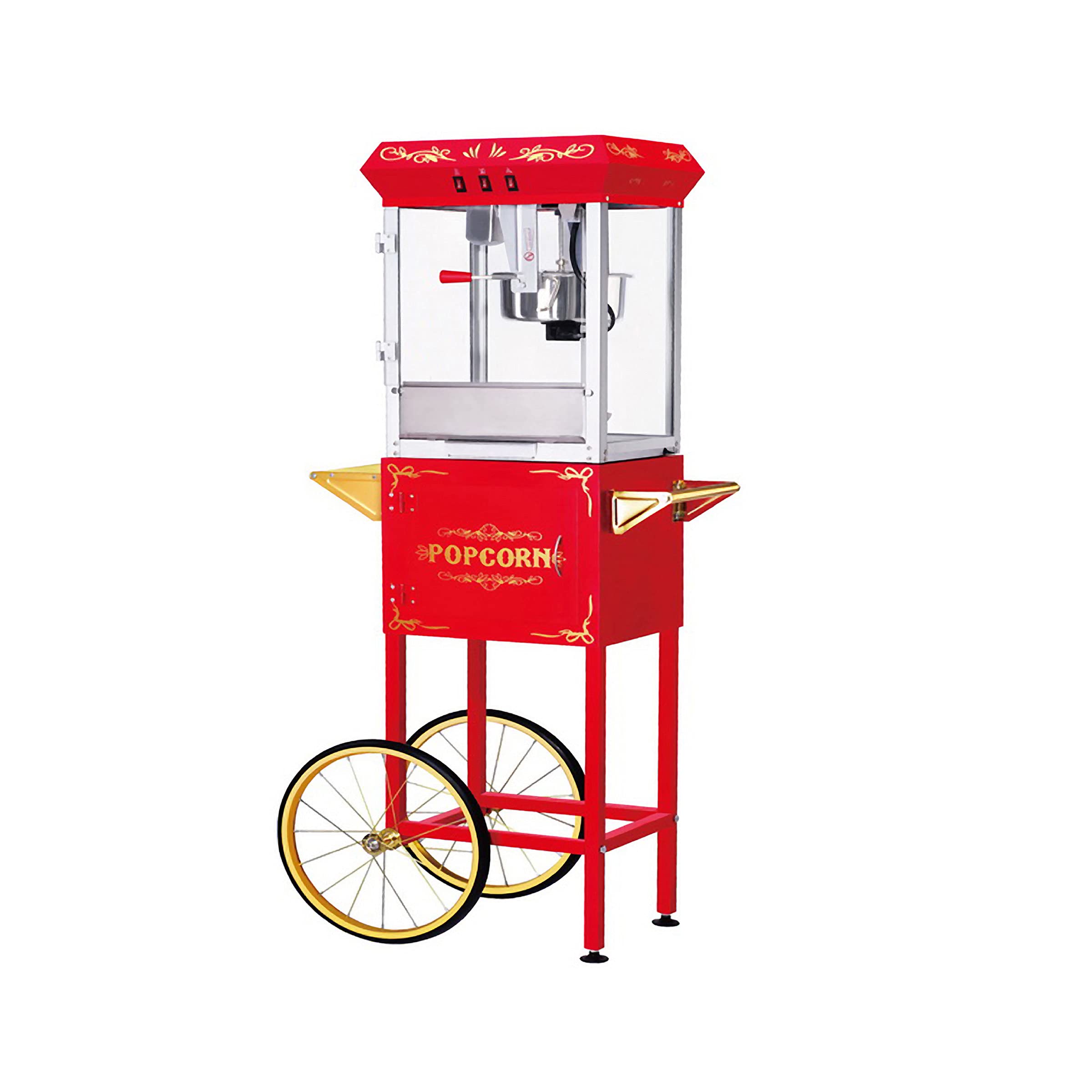 Great Northern Popcorn Machine with Cart - 8oz Commercial Popcorn Popper with Stainless Steel Kettle, Warming Light & Accessories (Red) - Perfect for Movie Nights, Parties & Concession Stands