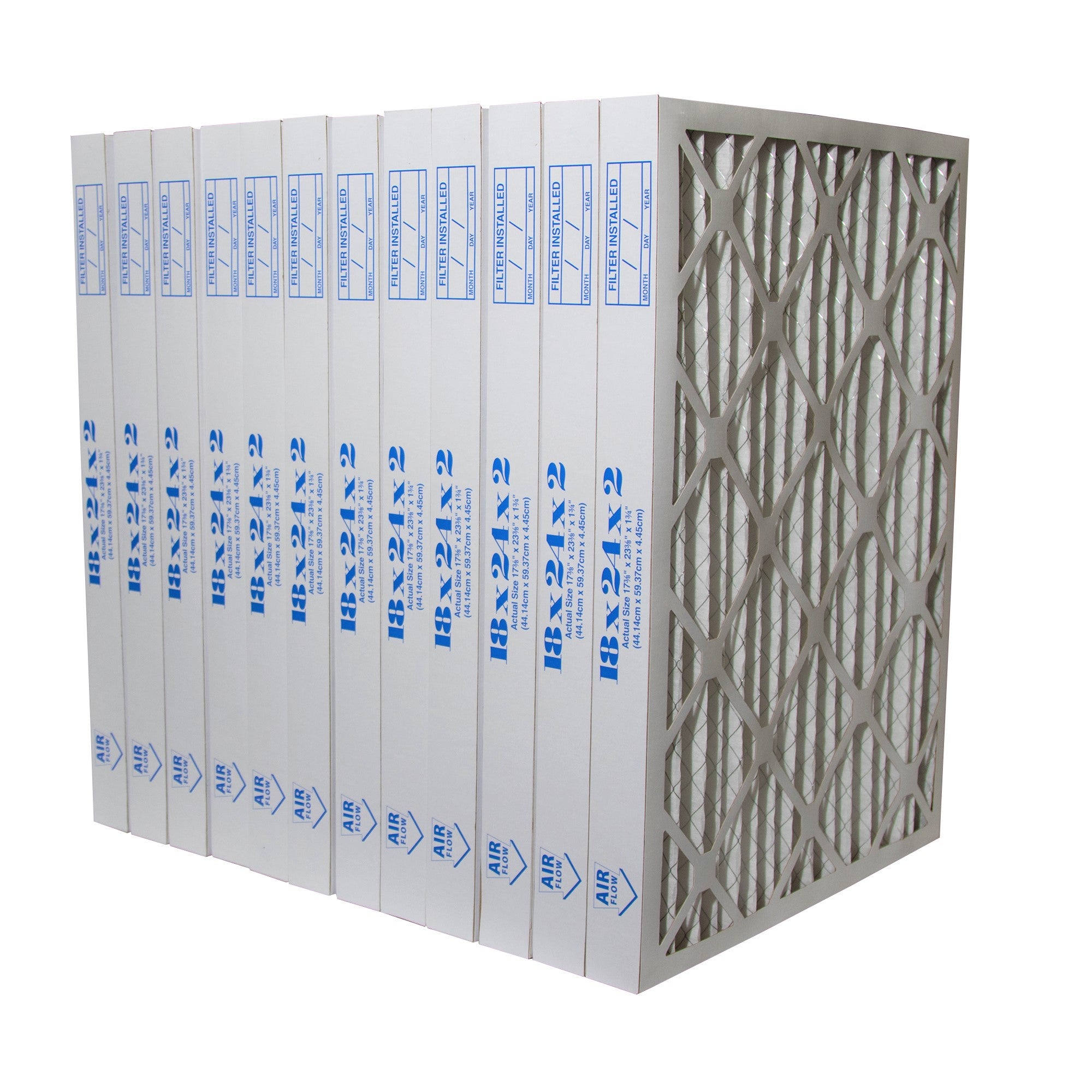 18x24x2 MERV 8 Pleated Furnace Air Filters - Case of 12 - High Efficiency Dust & Pollen Protection for Home HVAC Systems