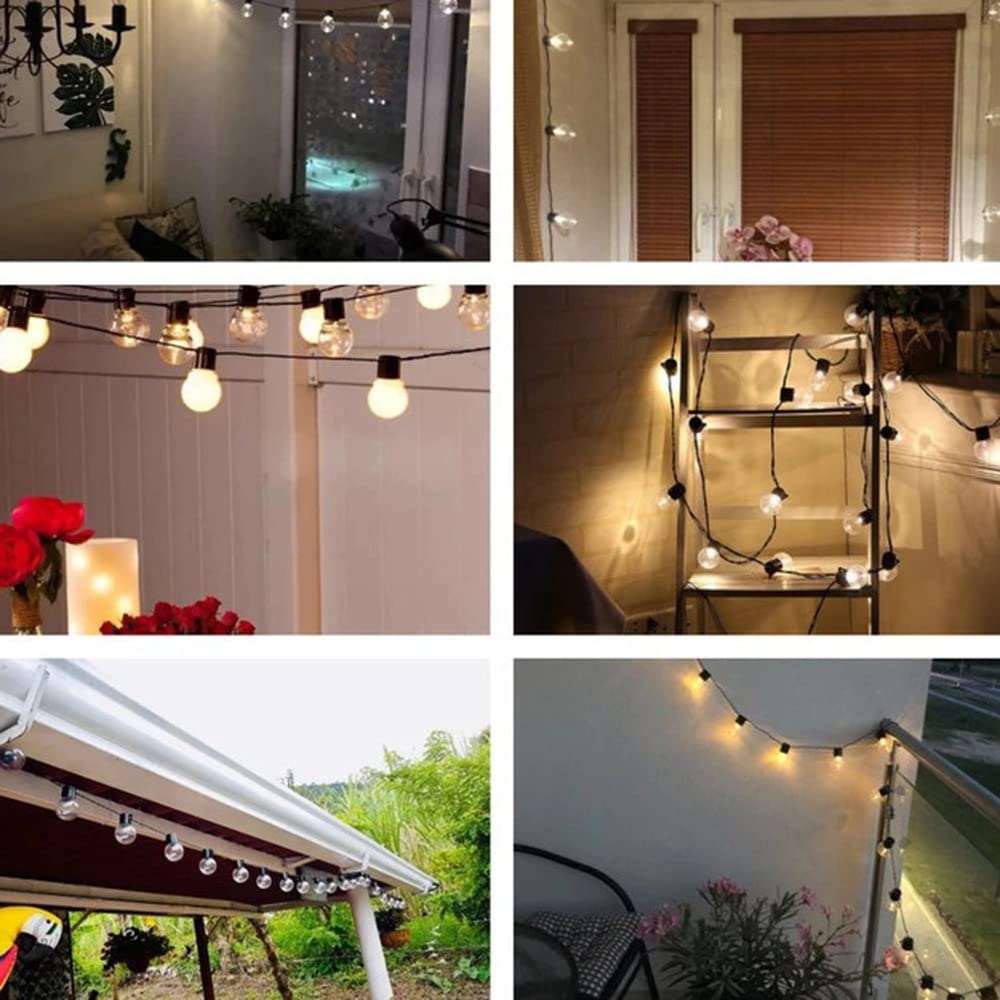 16 FT Solar Powered G50 Milky White LED String Lights - Outdoor Hanging Edison Retro Bulbs with 20 Warm White LEDs for Garden, Patio, Wedding, Party & Home Decoration (Weatherproof & Energy Saving)