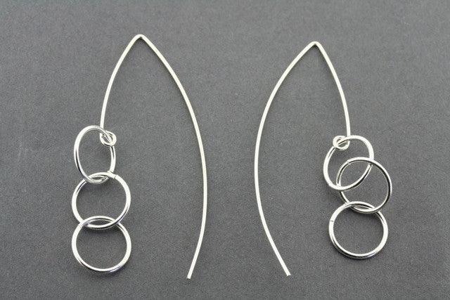 3 Drop Ring Earrings for Women - Sterling Silver Dangle Earrings for Party, Wedding & Everyday Wear