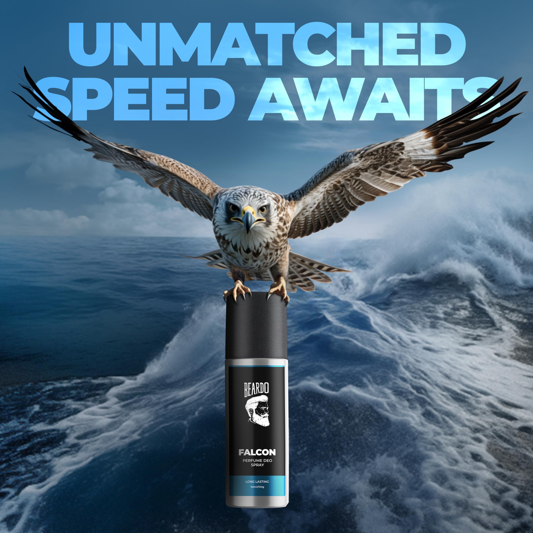 Beardo Falcon Perfume Deodorant 150ml for Men - Amber Fresh Musk Scent | Long Lasting Body Spray | Gift for Brother & Friends | Gym, Office & Date Night Fragrance