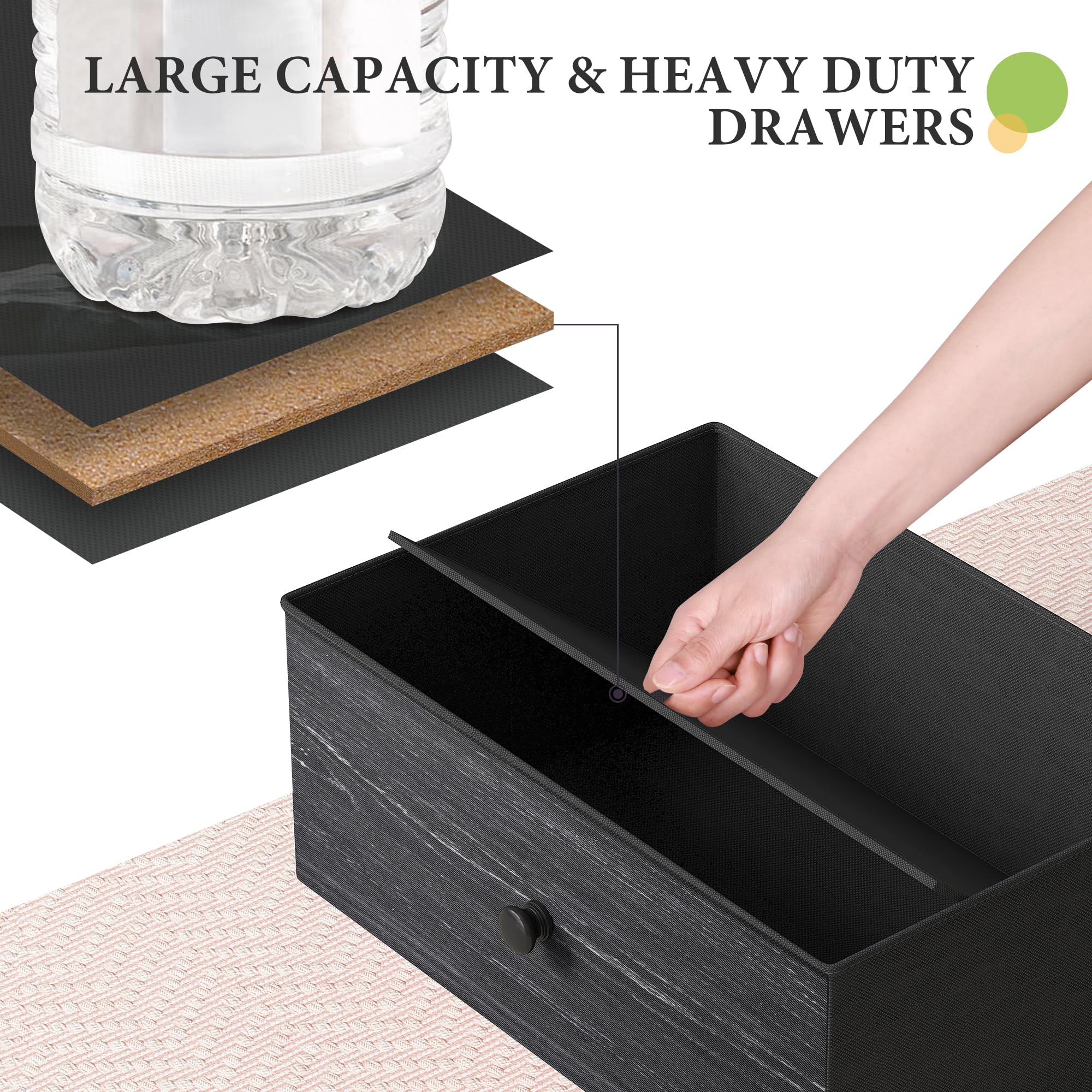 EnHomee 12-Drawer Black Dresser for Bedroom - Fabric Storage Chest of Drawers, 11.9