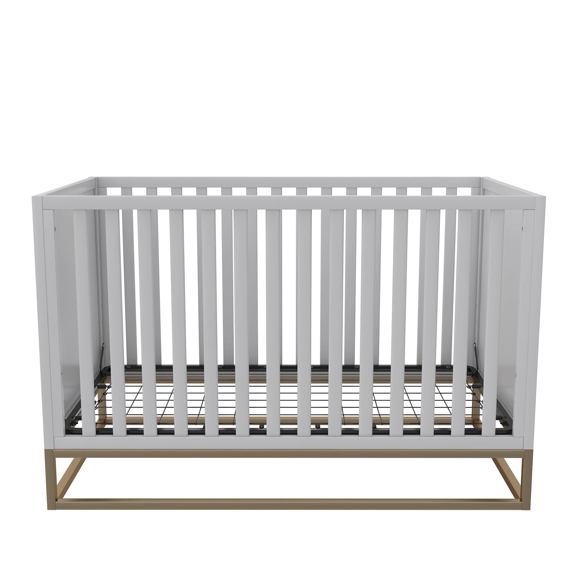Little Seeds Haven 3-in-1 Convertible Wood Baby Crib with Sturdy Metal Base - Dove Gray & Gold Finish | Nursery Essential for Newborns to Toddlers | Safe & Stylish Modern Crib for Bedroom Decor