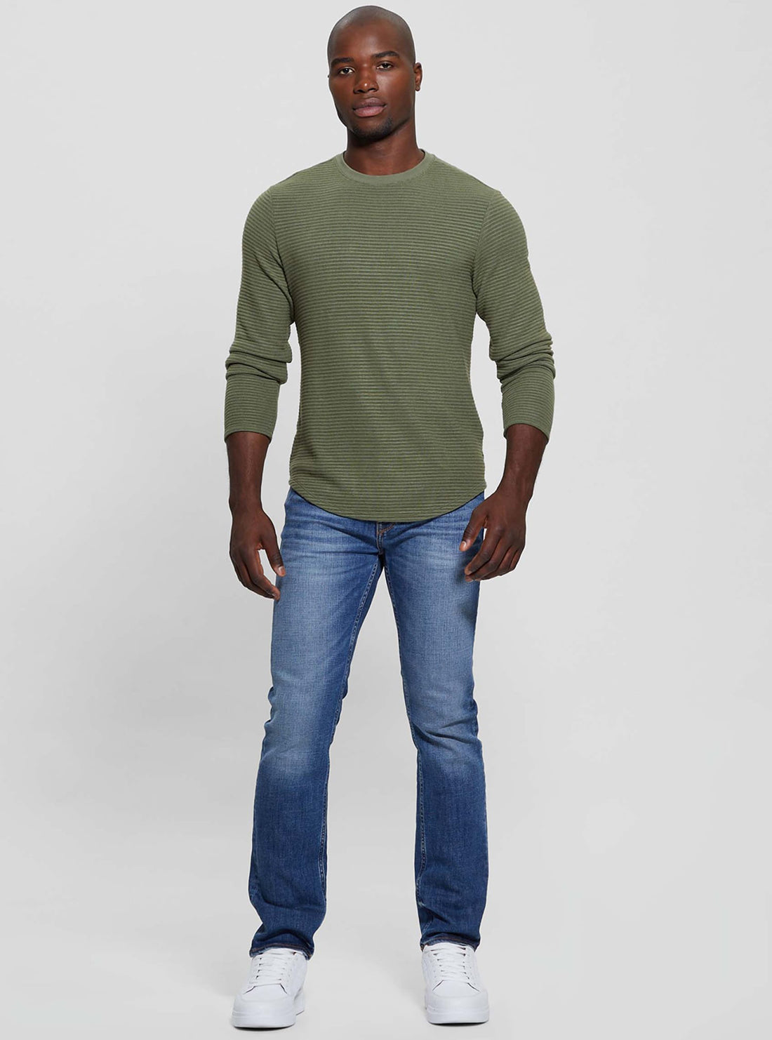Green Hudson Linear Knit Jumper for Women - Soft Casual Pullover Sweater for Fall & Winter - Perfect for Office, Travel and Everyday Wear